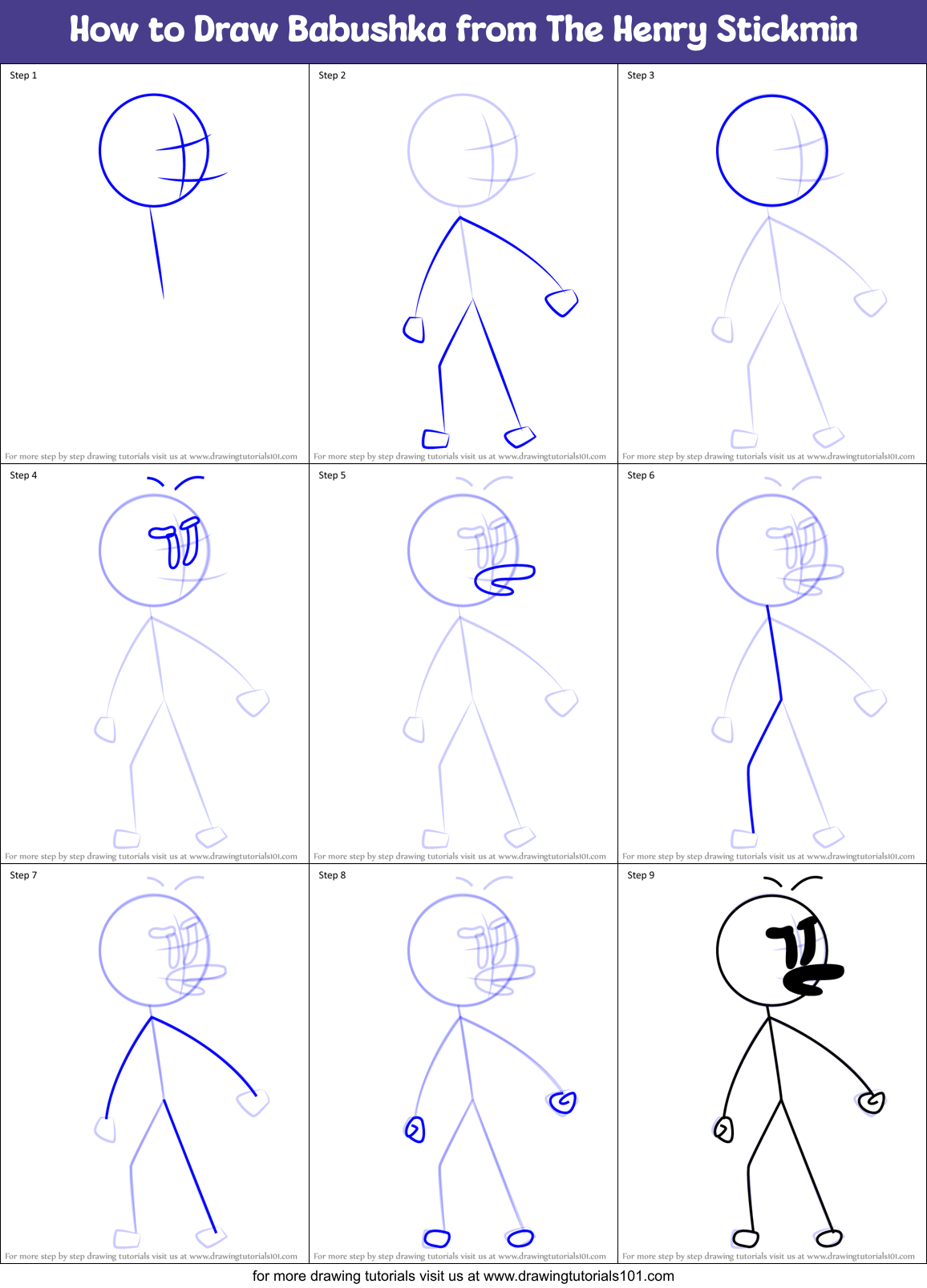 How to Draw Babushka from The Henry Stickmin Printable Step by Step