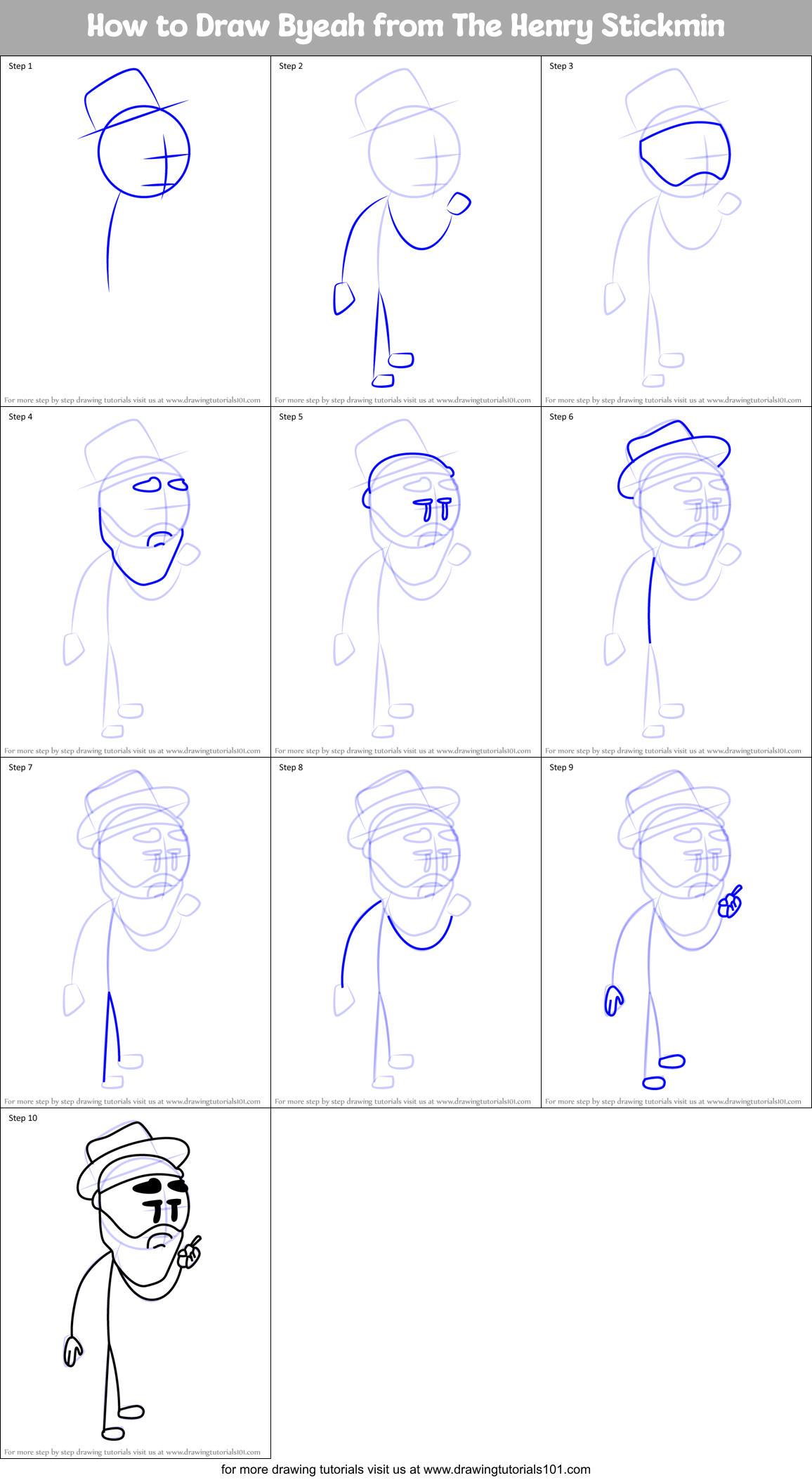How to Draw Byeah from The Henry Stickmin Printable Step by Step