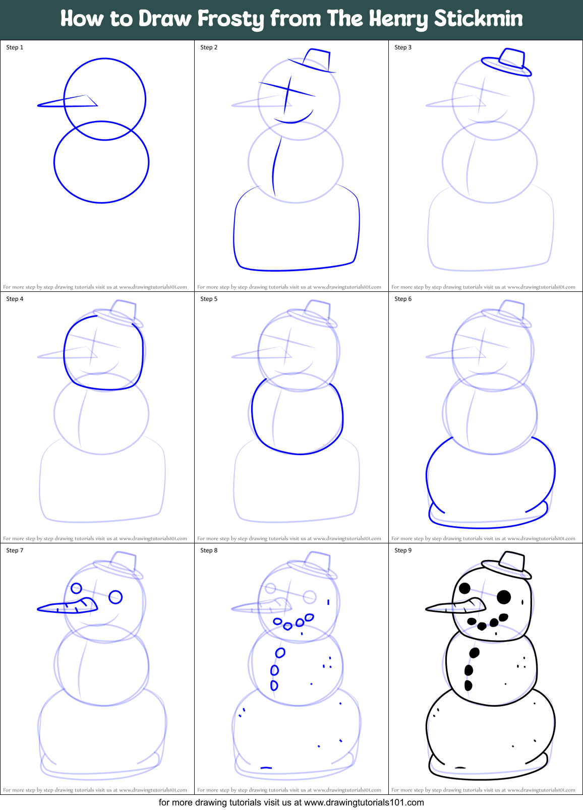 How to Draw Frosty from The Henry Stickmin Printable Step by Step