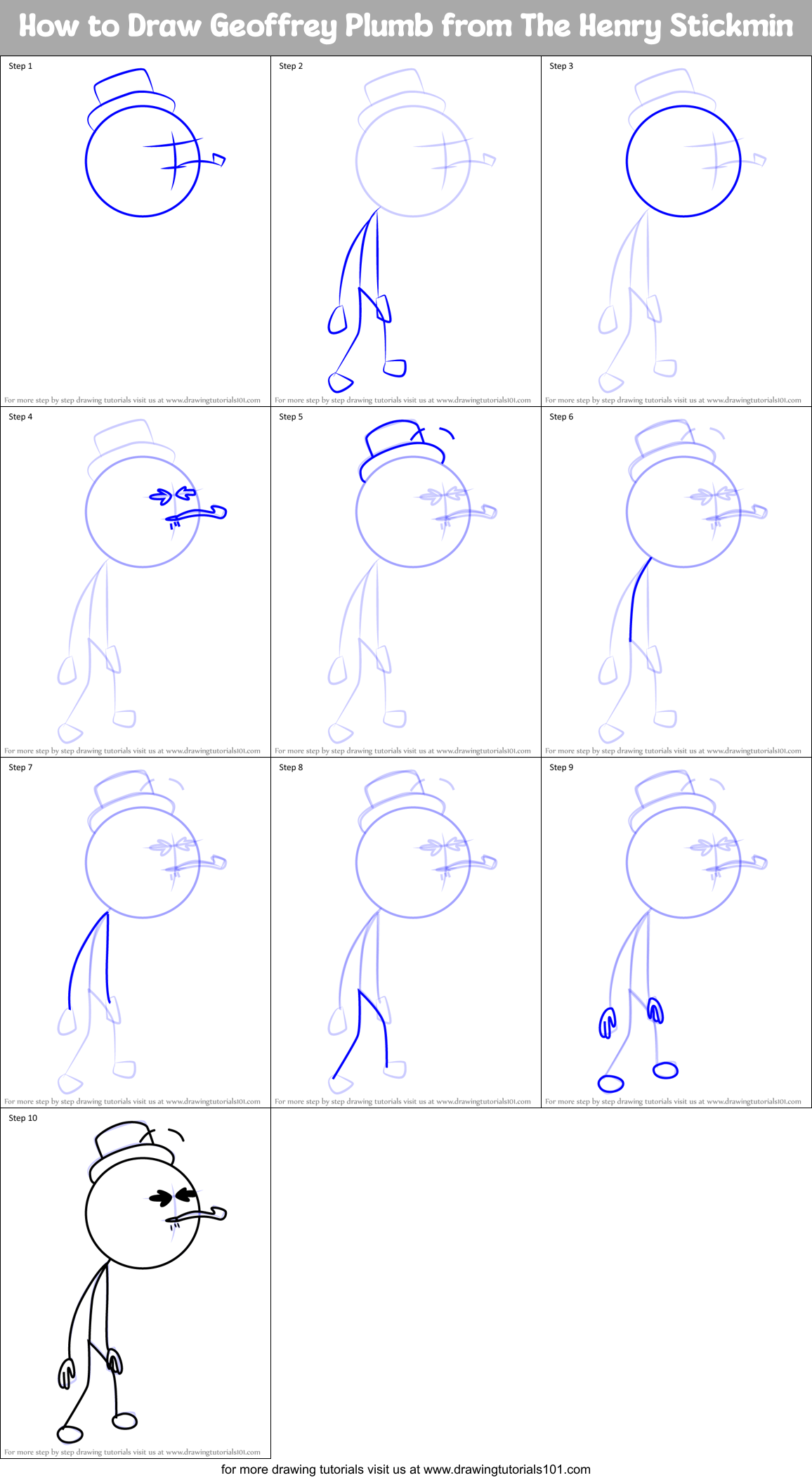 How to Draw Geoffrey Plumb from The Henry Stickmin Printable Step by Step