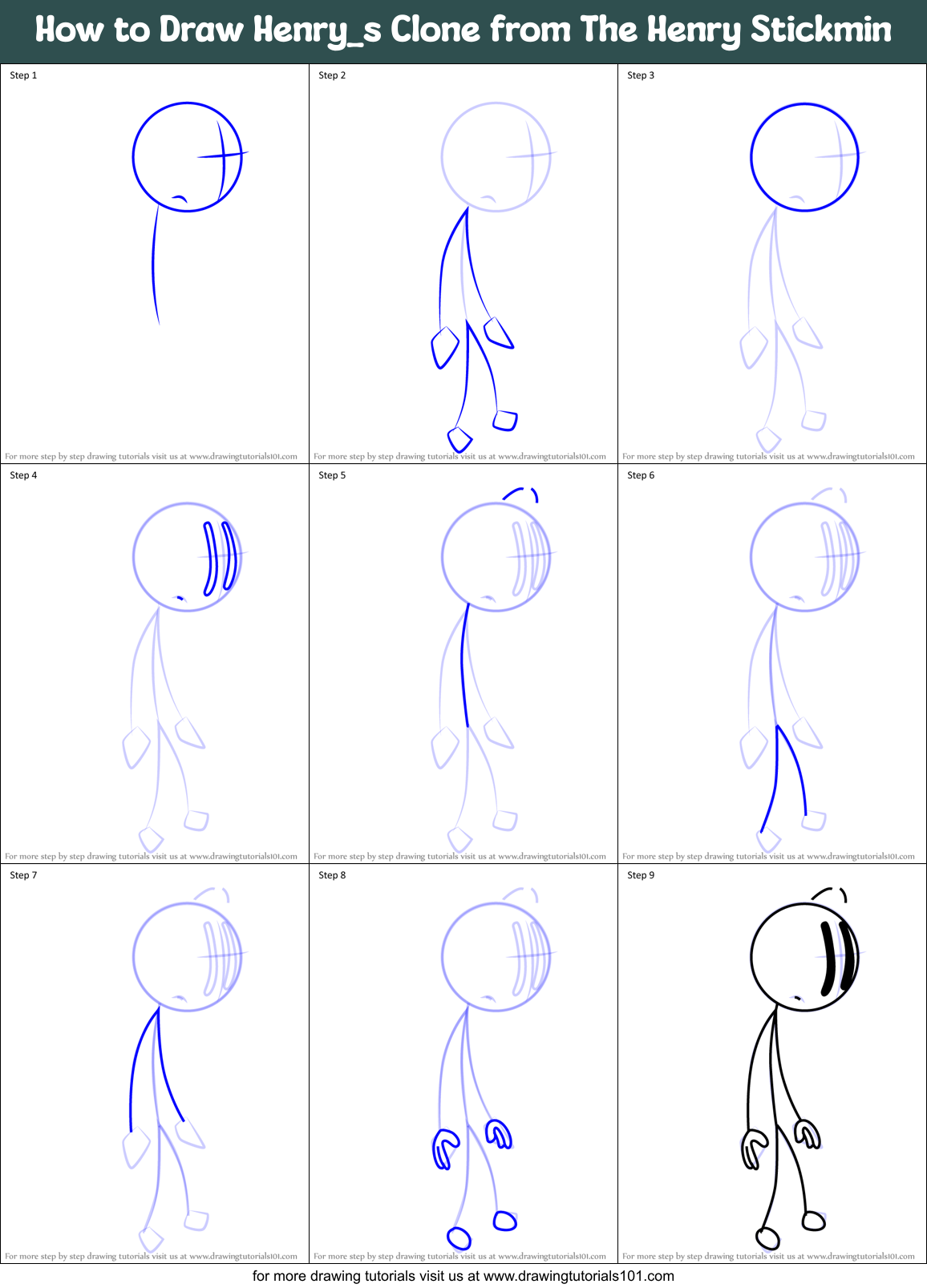 How to Draw Henry_s Clone from The Henry Stickmin Printable Step by Step
