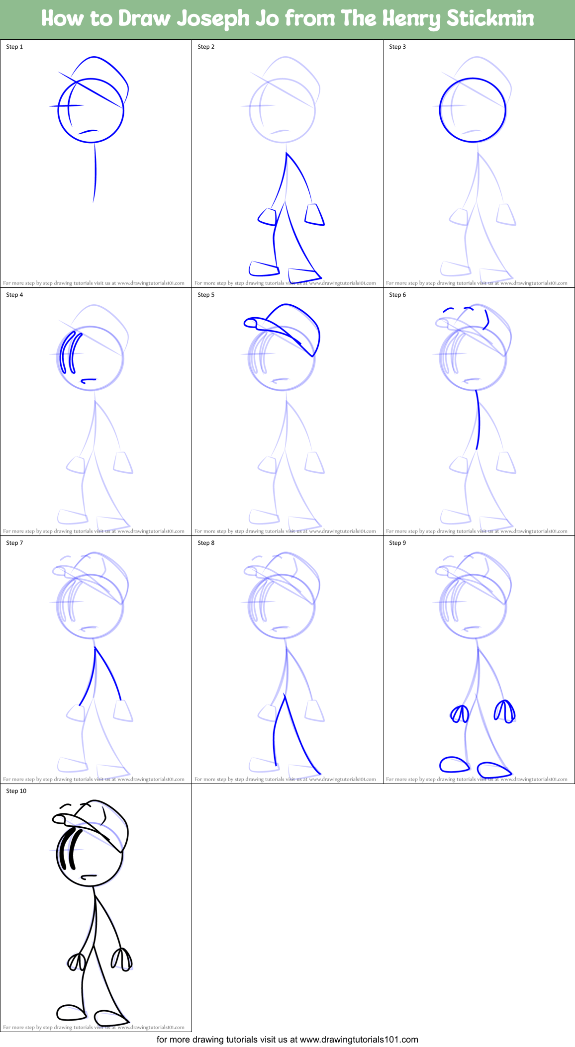 How to Draw Joseph Jo from The Henry Stickmin Printable Step by Step