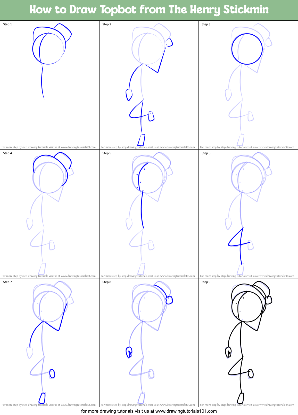 How to Draw Topbot from The Henry Stickmin Printable Step by Step