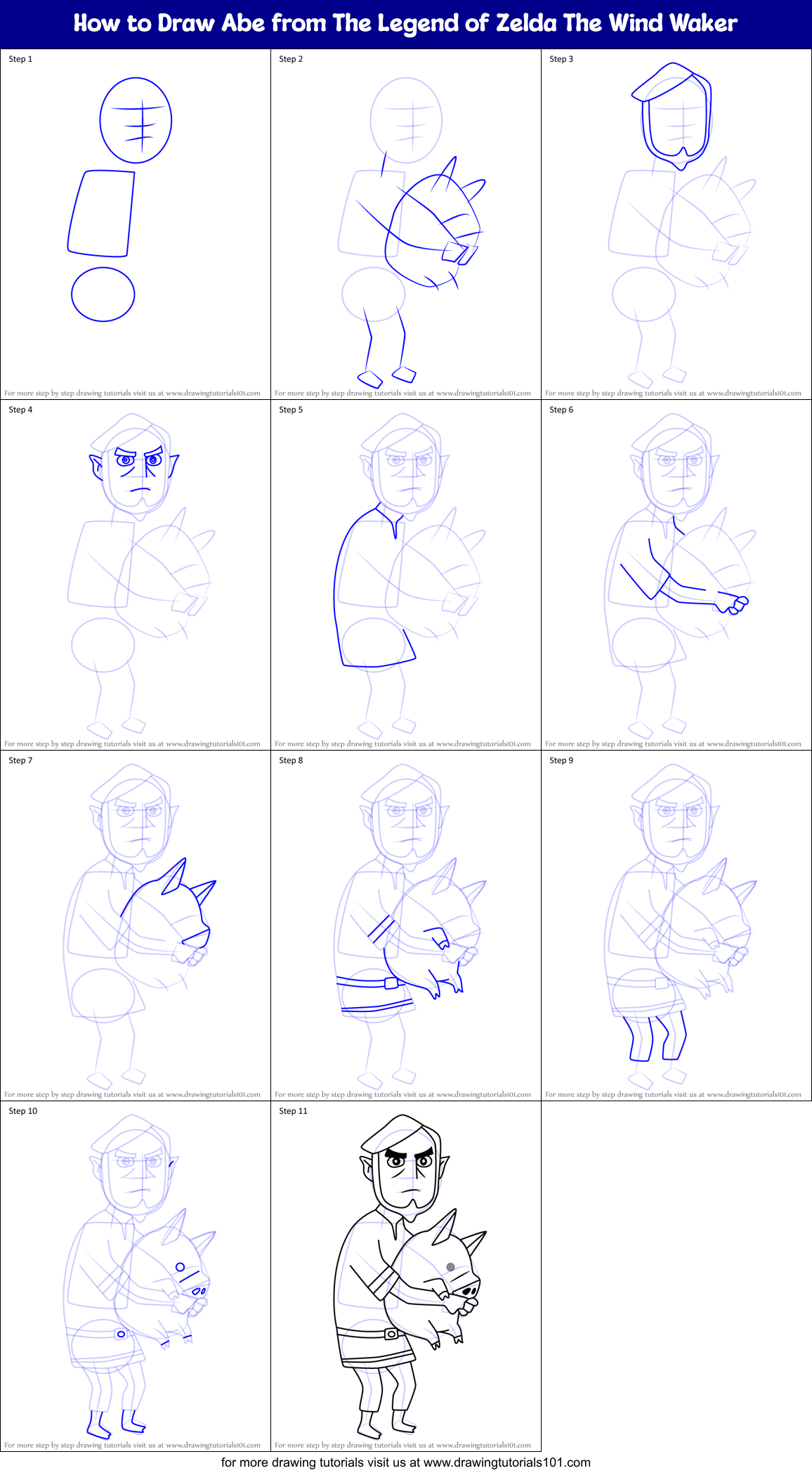 How to Draw Abe from The Legend of Zelda The Wind Waker Printable Step by Step