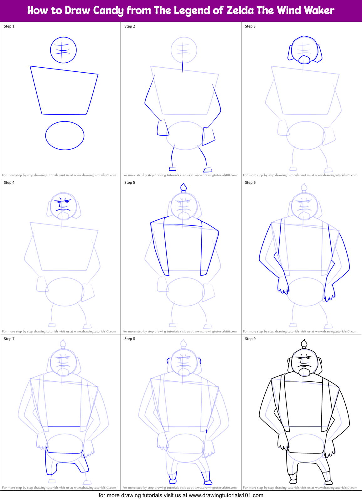 How to Draw Candy from The Legend of Zelda The Wind Waker Printable Step by Step
