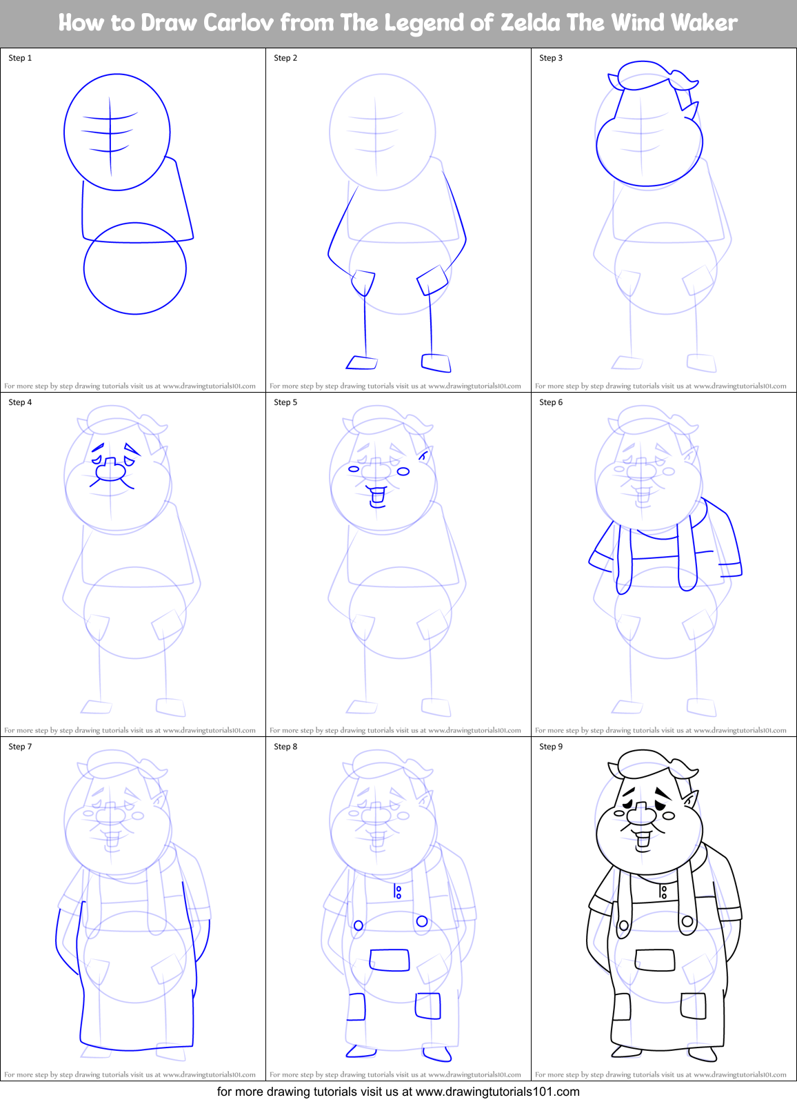 How to Draw Carlov from The Legend of Zelda The Wind Waker Printable Step by Step