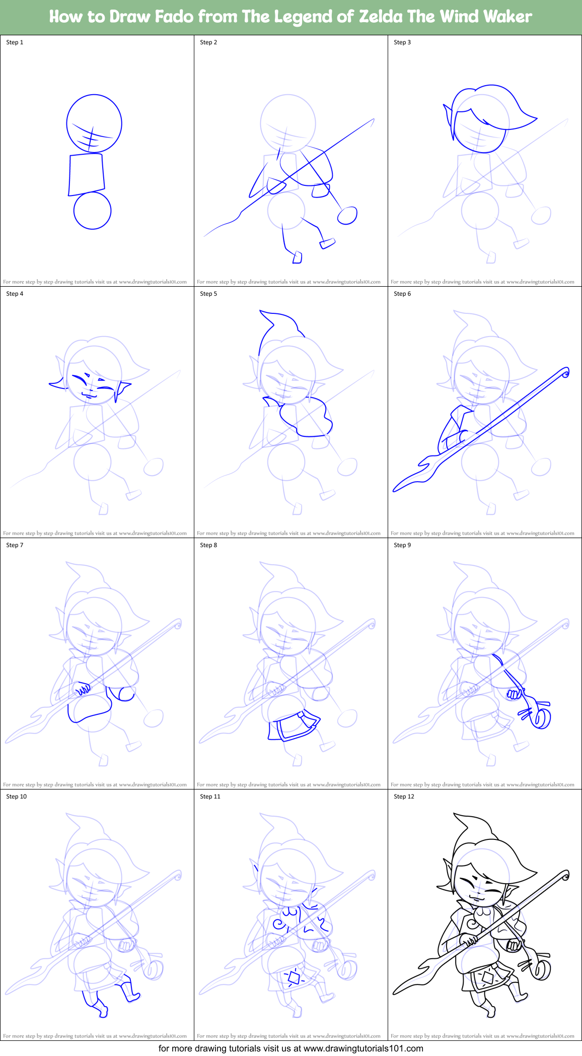 How to Draw Fado from The Legend of Zelda The Wind Waker Printable Step by Step