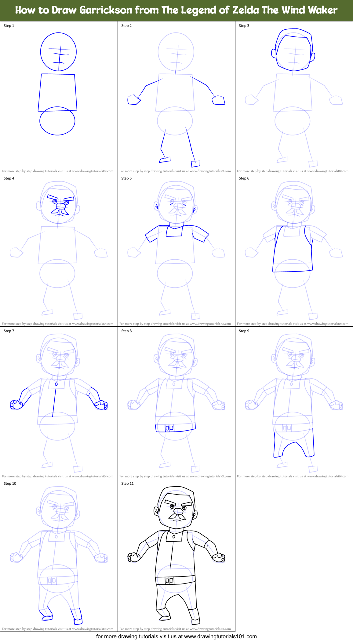 How to Draw Garrickson from The Legend of Zelda The Wind Waker Printable Step by Step