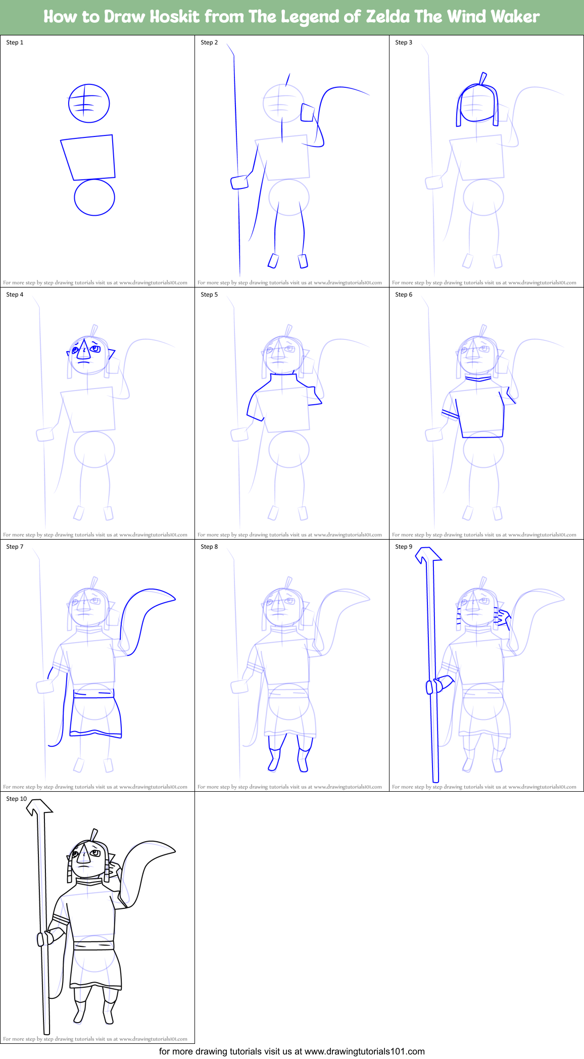 How to Draw Hoskit from The Legend of Zelda The Wind Waker Printable Step by Step