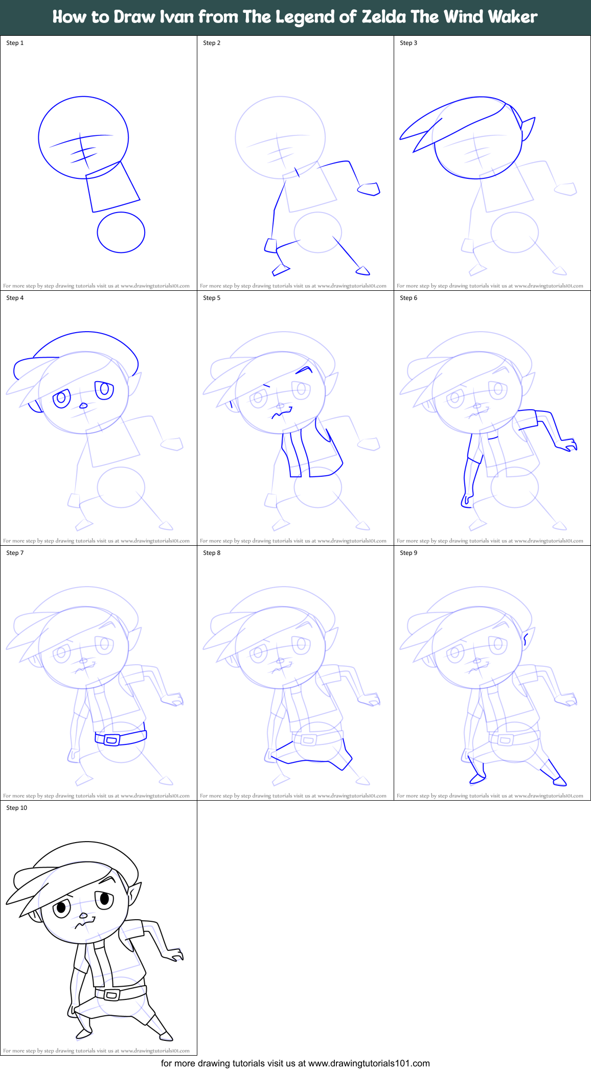 How to Draw Ivan from The Legend of Zelda The Wind Waker Printable Step by Step