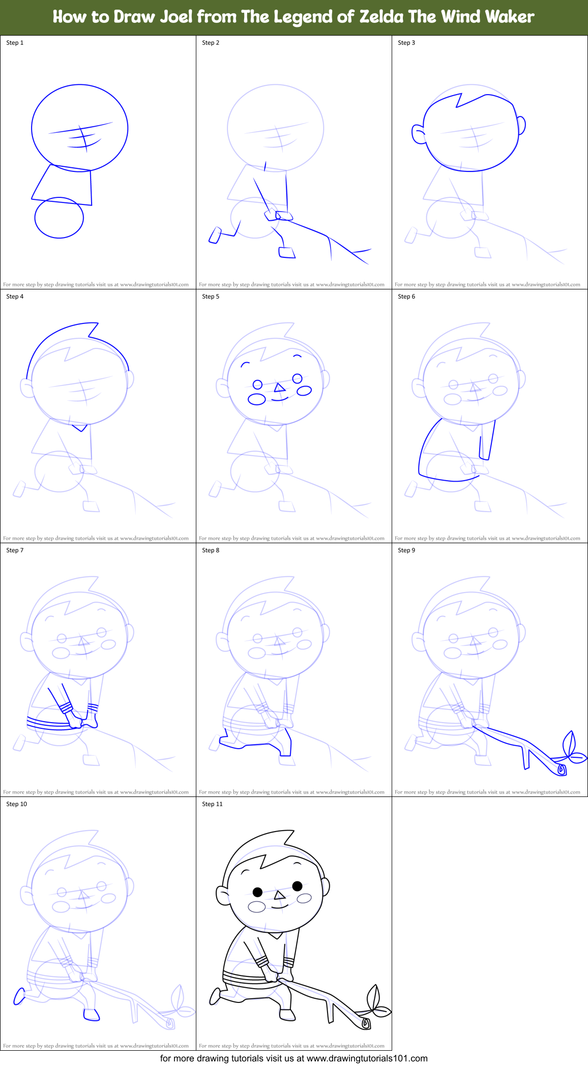 How to Draw Joel from The Legend of Zelda The Wind Waker Printable Step by Step