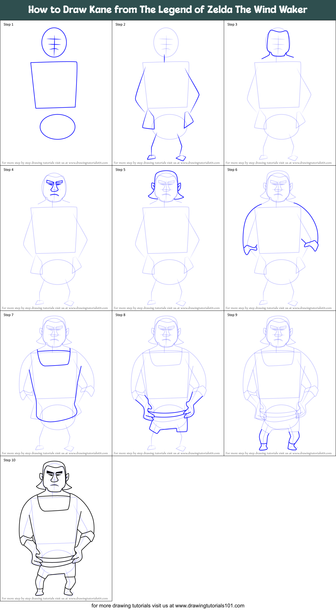 How to Draw Kane from The Legend of Zelda The Wind Waker Printable Step by Step