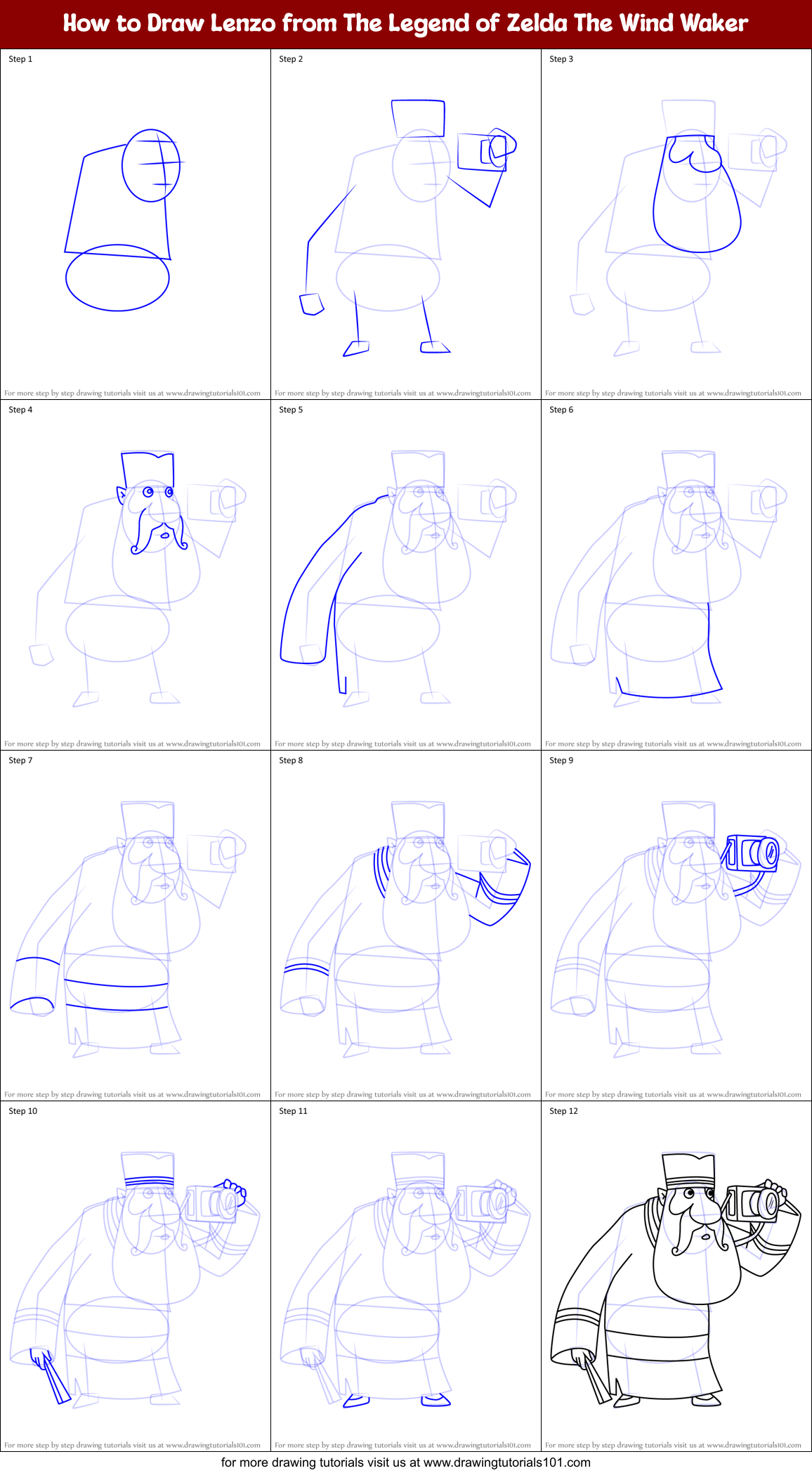 How to Draw Lenzo from The Legend of Zelda The Wind Waker Printable Step by Step