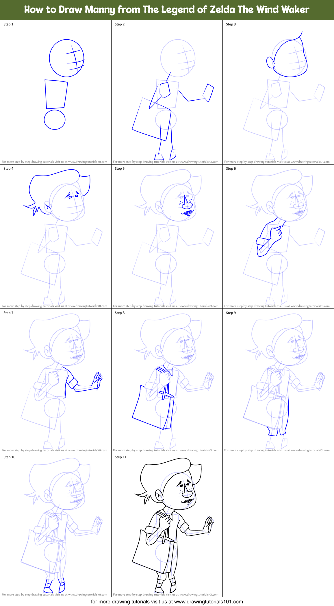How to Draw Manny from The Legend of Zelda The Wind Waker Printable Step by Step