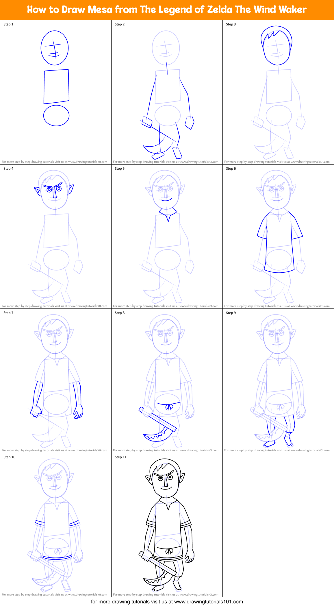 How to Draw Mesa from The Legend of Zelda The Wind Waker Printable Step by Step