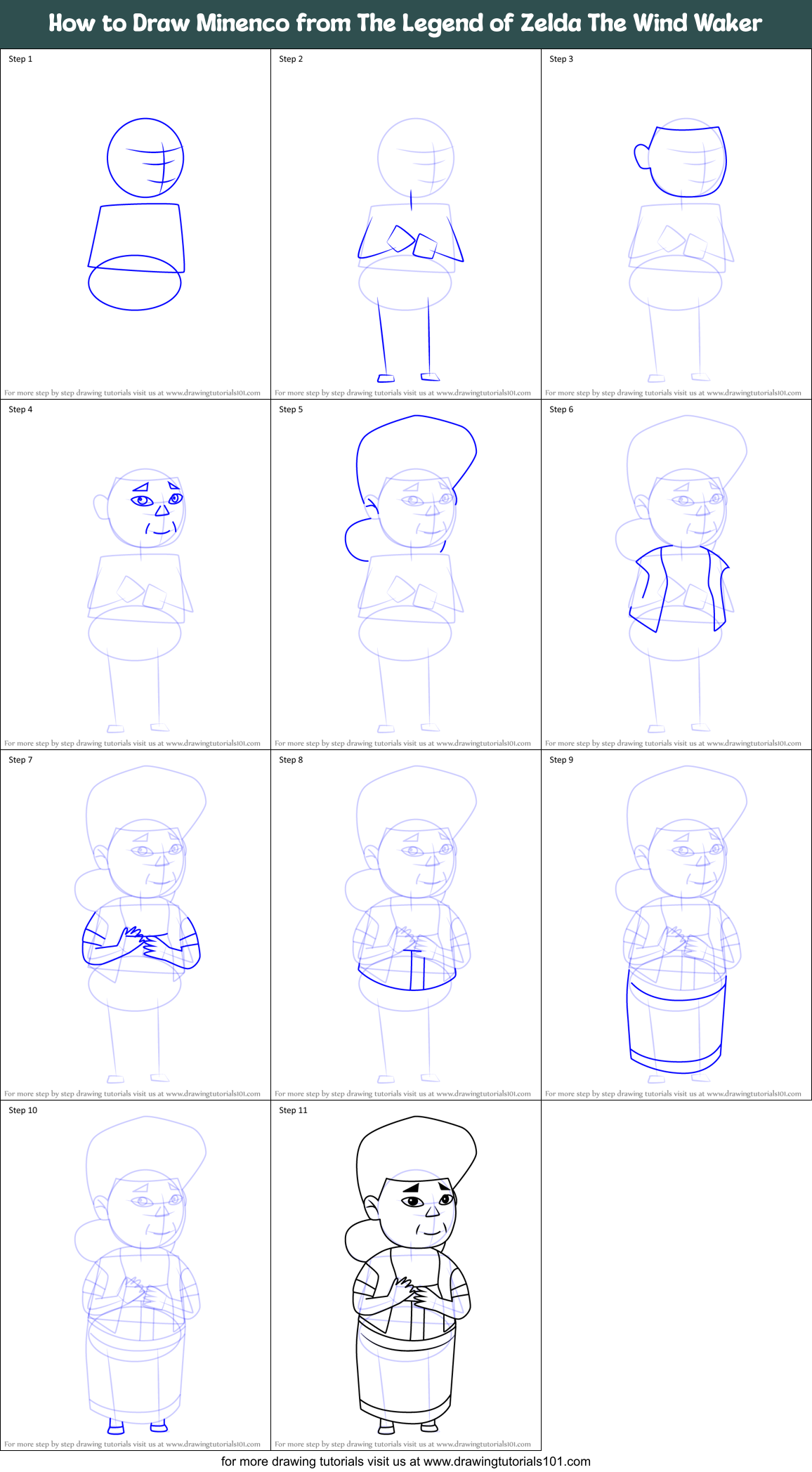 How to Draw Minenco from The Legend of Zelda The Wind Waker Printable Step by Step