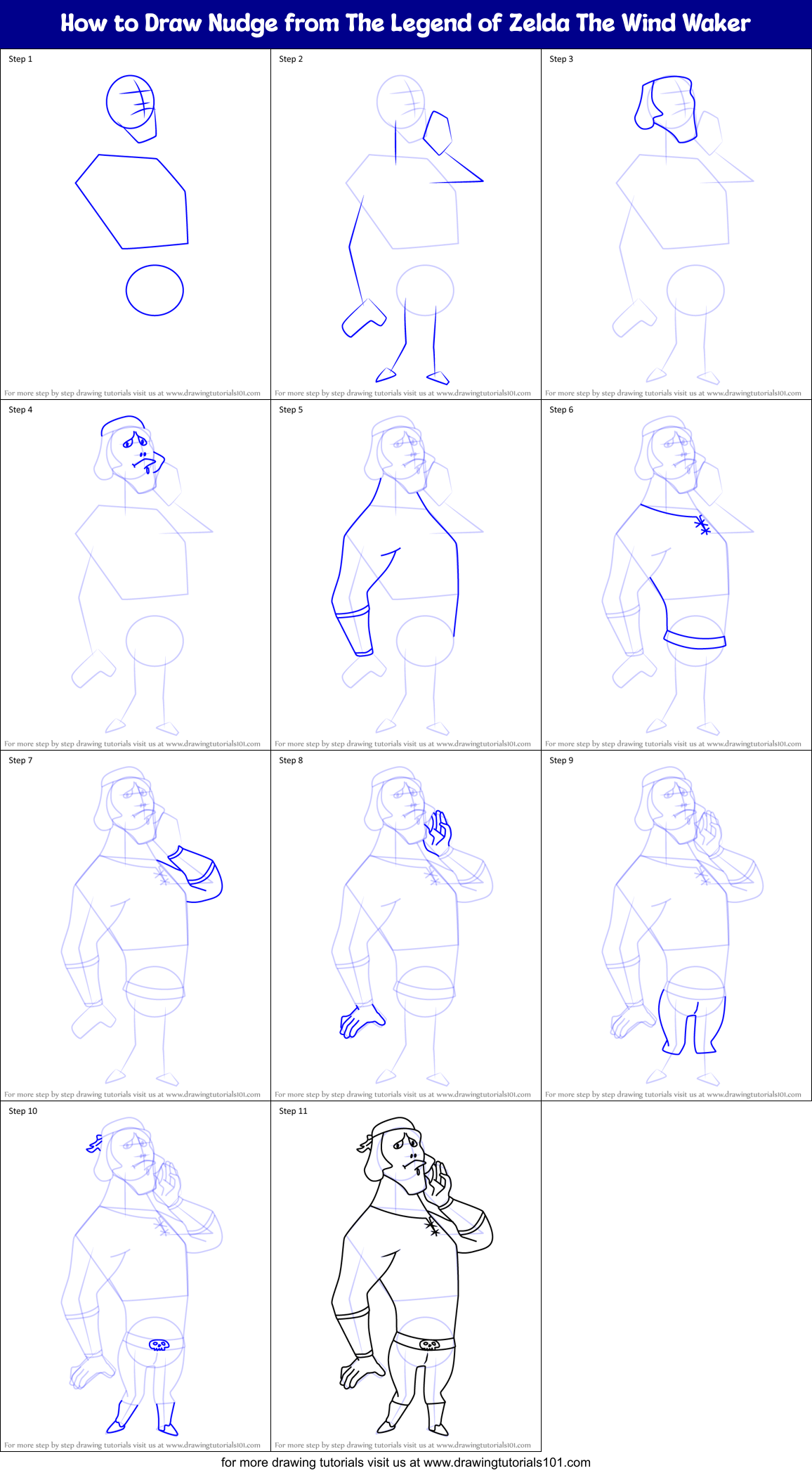 How to Draw Nudge from The Legend of Zelda The Wind Waker Printable Step by Step