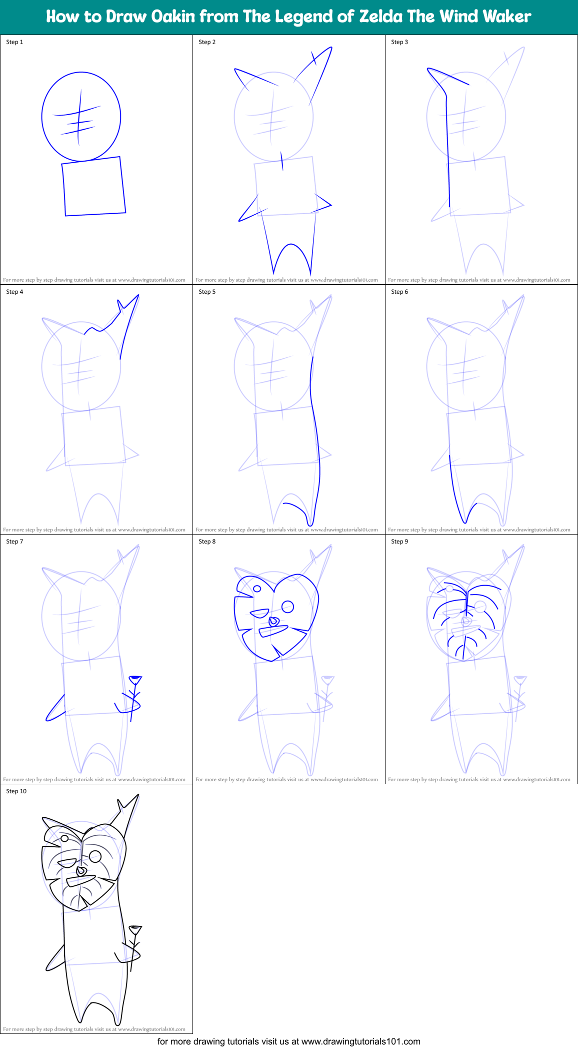 How to Draw Oakin from The Legend of Zelda The Wind Waker Printable Step by Step