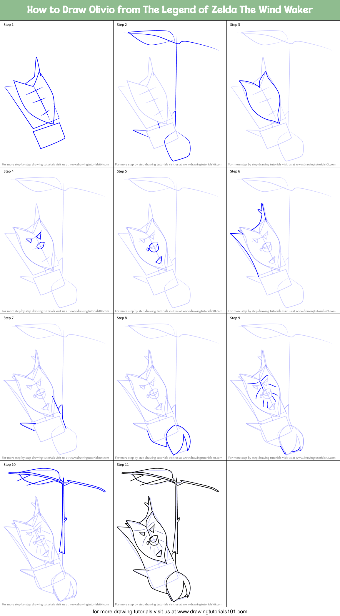 How to Draw Olivio from The Legend of Zelda The Wind Waker Printable Step by Step
