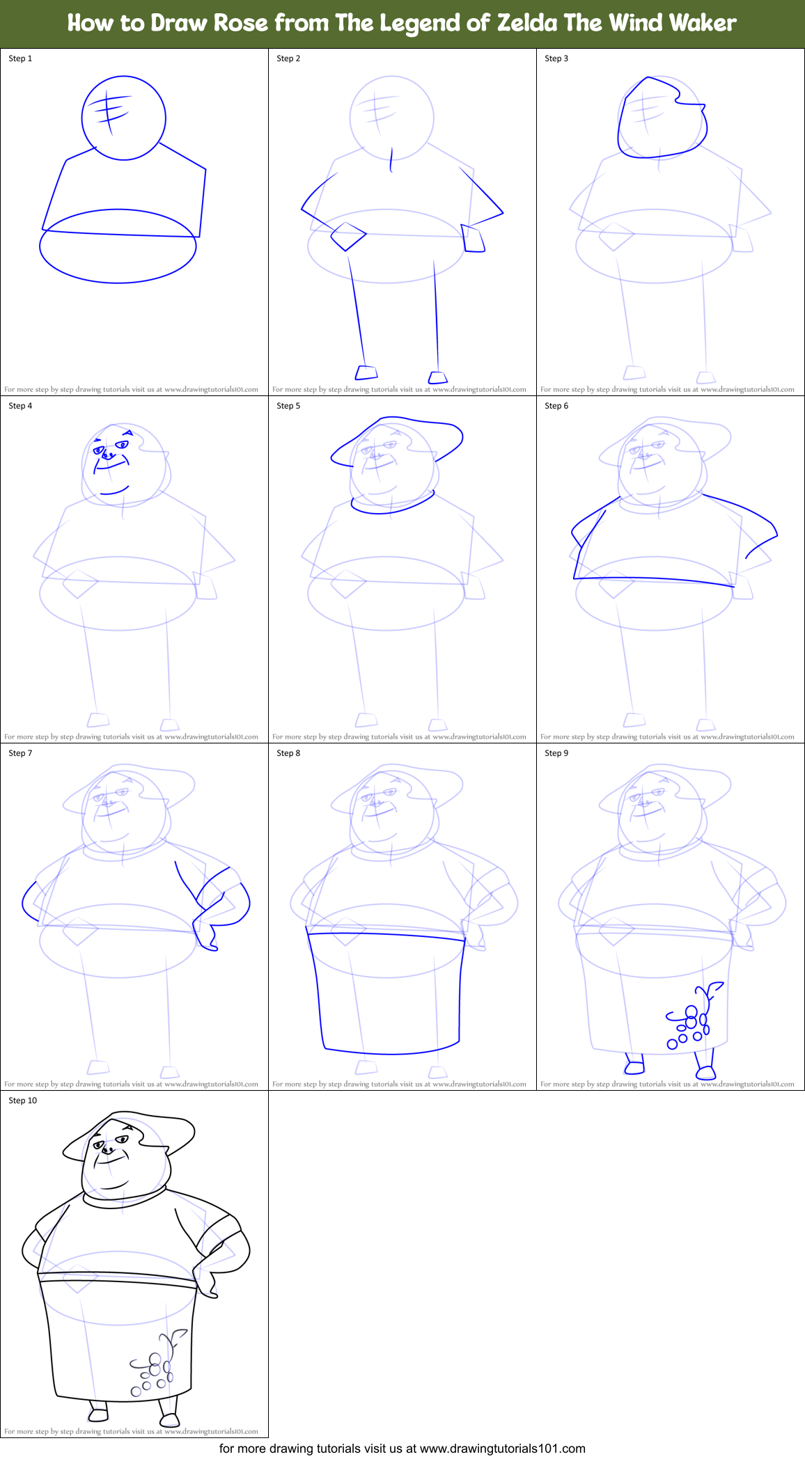 How to Draw Rose from The Legend of Zelda The Wind Waker Printable Step by Step