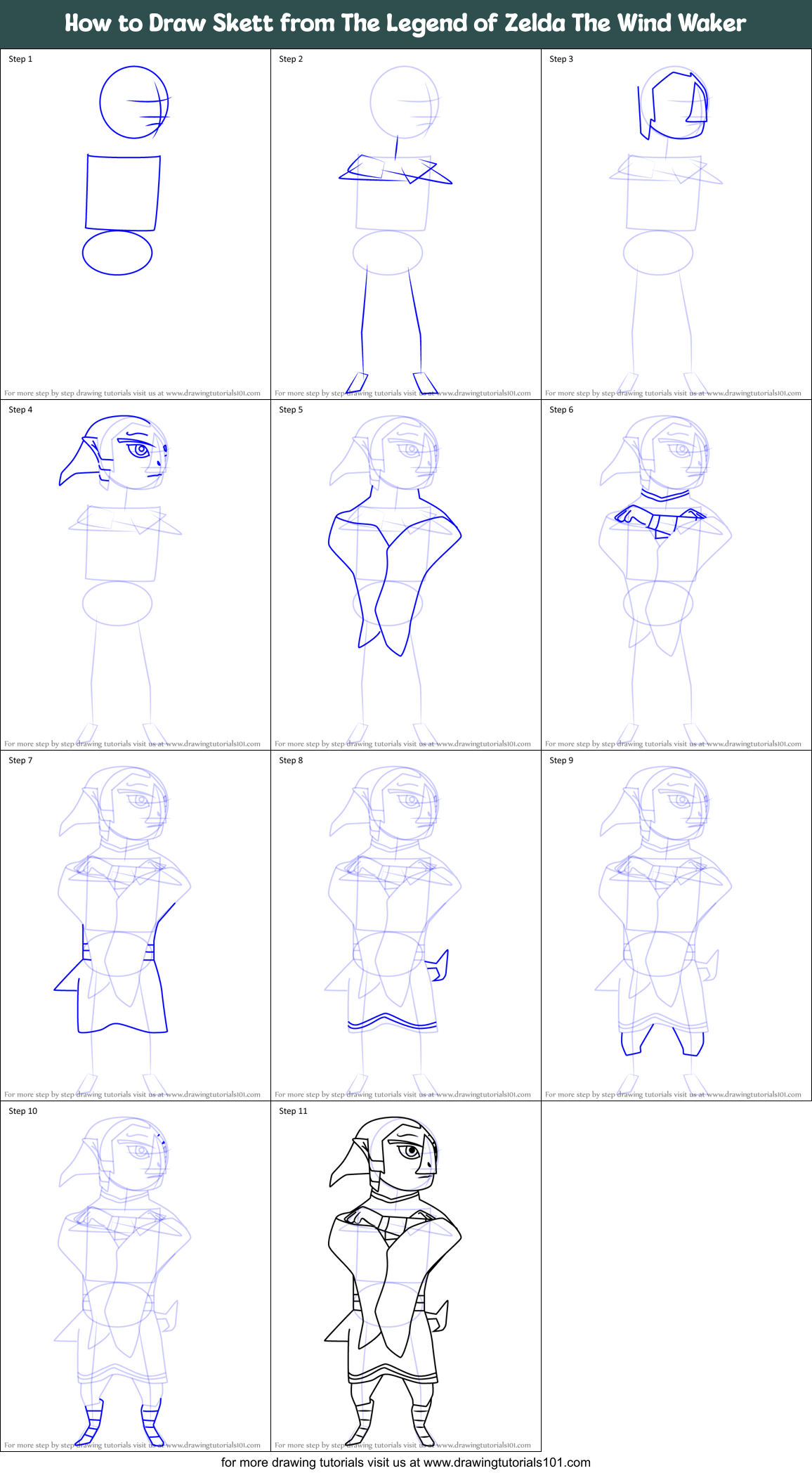 How to Draw Skett from The Legend of Zelda The Wind Waker Printable Step by Step