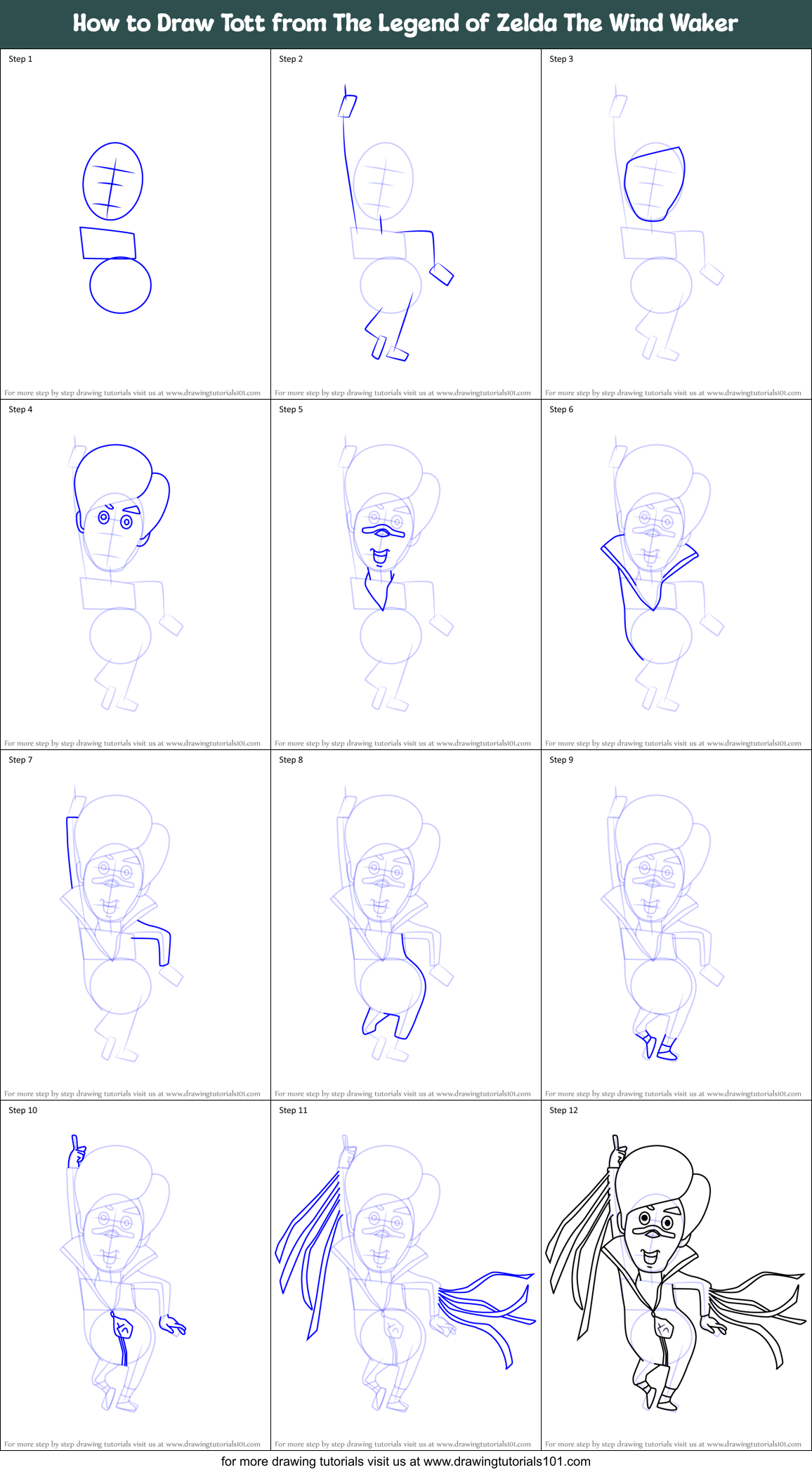 How to Draw Tott from The Legend of Zelda The Wind Waker Printable Step by Step