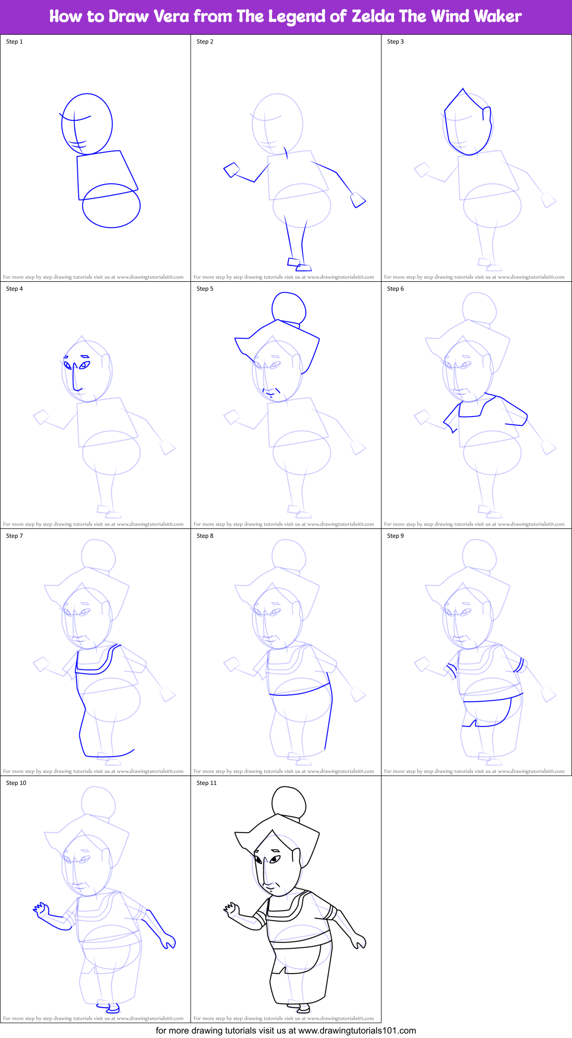 How to Draw Vera from The Legend of Zelda The Wind Waker Printable Step by Step
