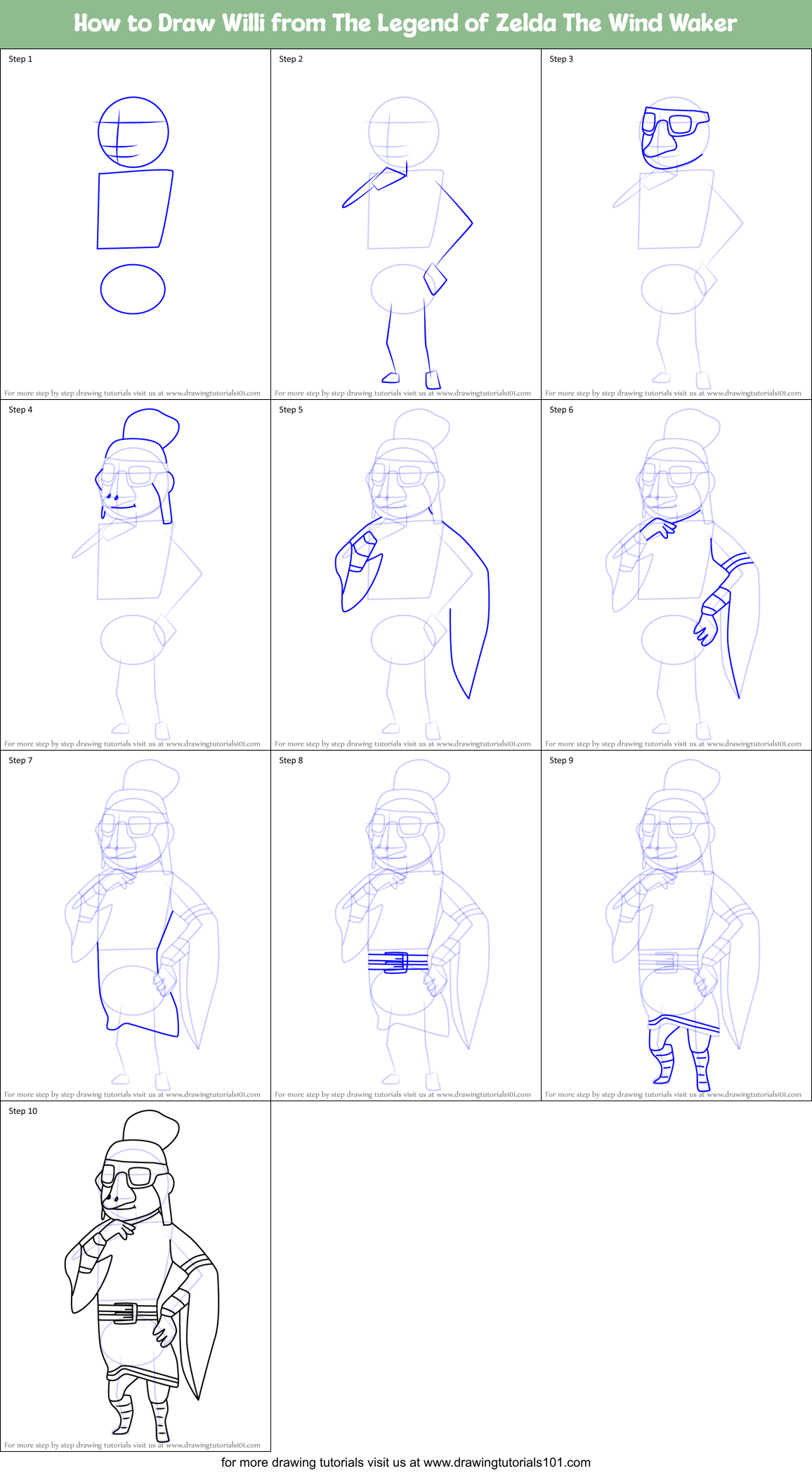 How to Draw Willi from The Legend of Zelda The Wind Waker Printable Step by Step