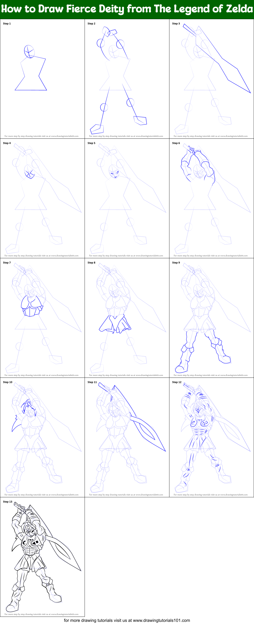 How to Draw Fierce Deity from The Legend of Zelda Printable Step by Step