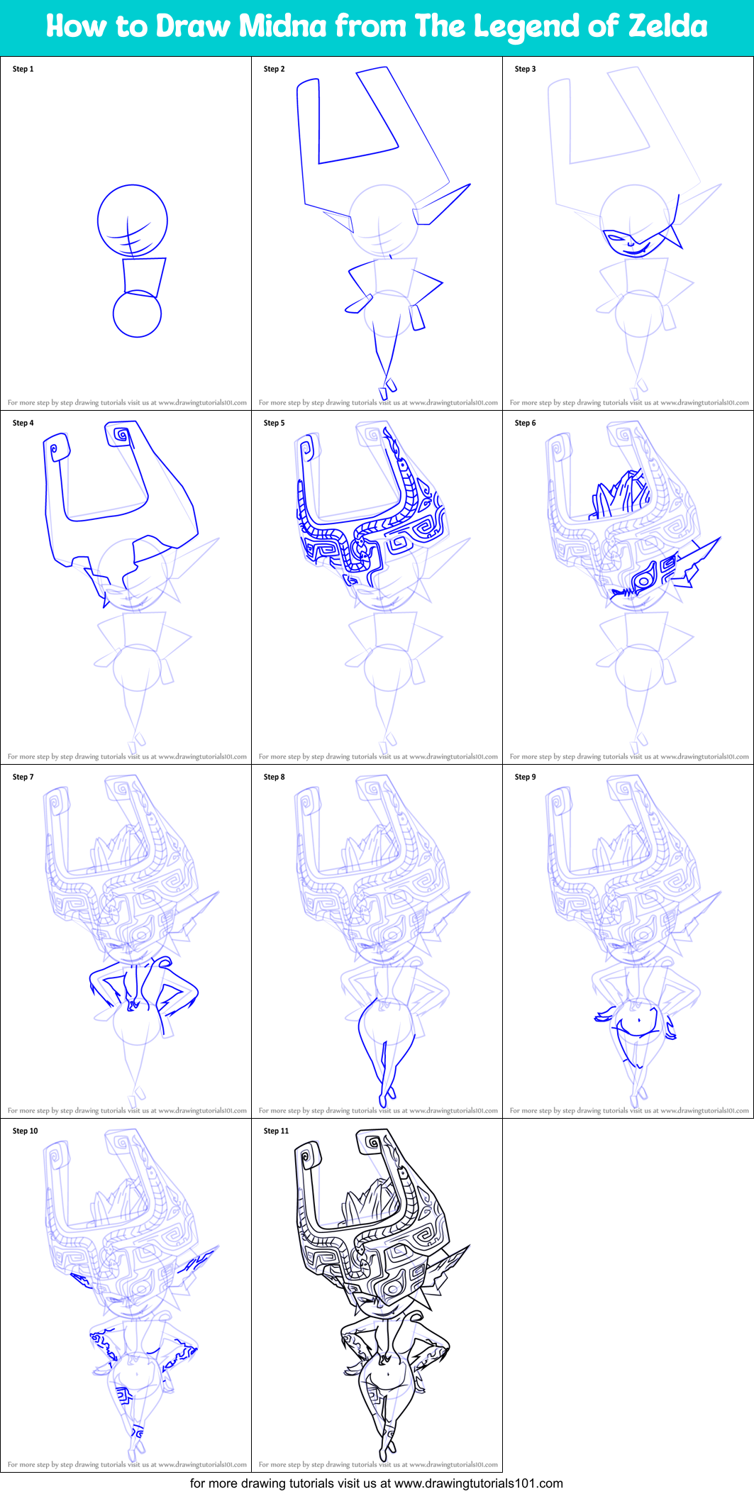 How to Draw Midna from The Legend of Zelda Printable Step by Step