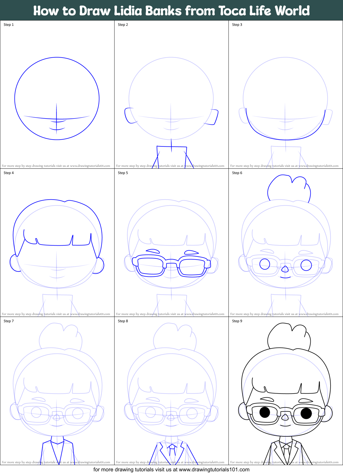 How to Draw Lidia Banks from Toca Life World Printable Step by Step