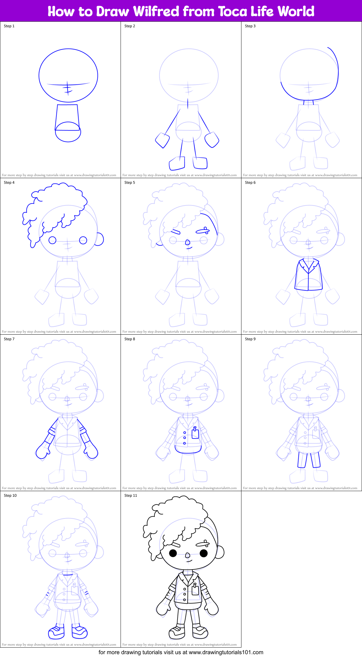 How to Draw Wilfred from Toca Life World Printable Step by Step