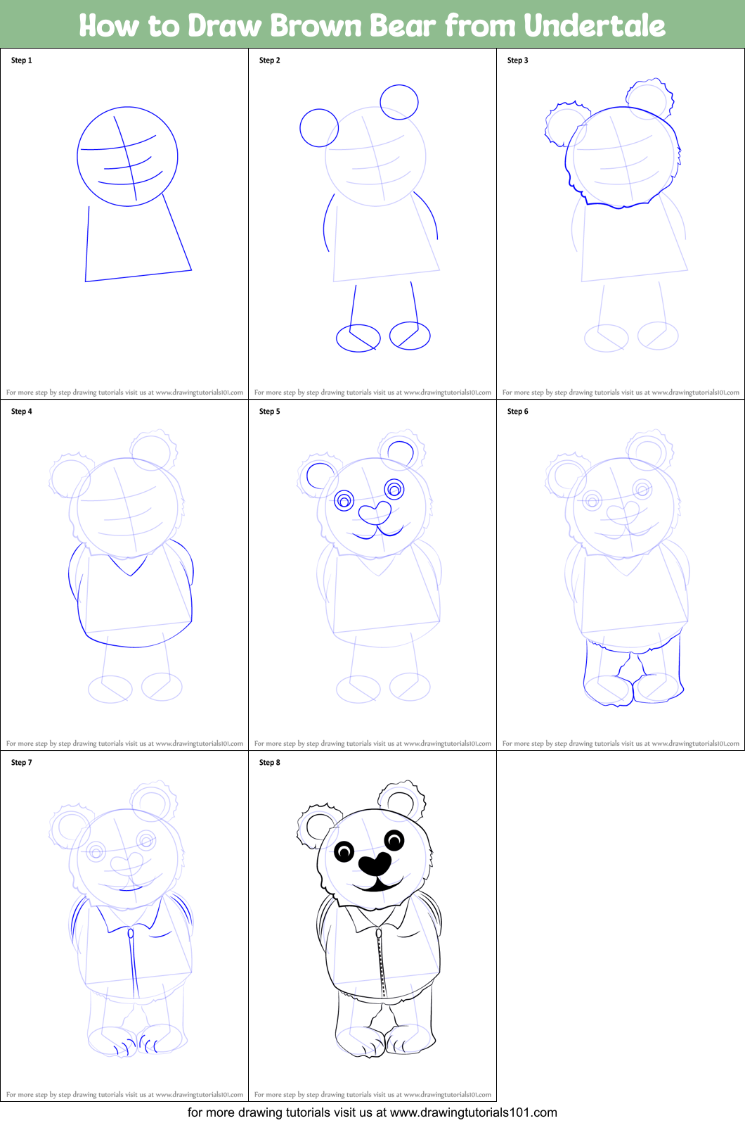 How to Draw Brown Bear from Undertale Printable Step by Step