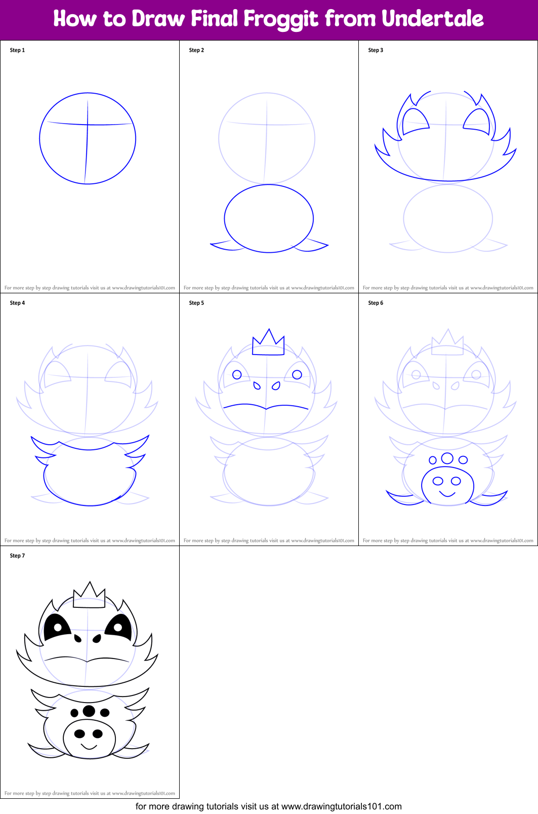How to Draw Final Froggit from Undertale Printable Step by Step
