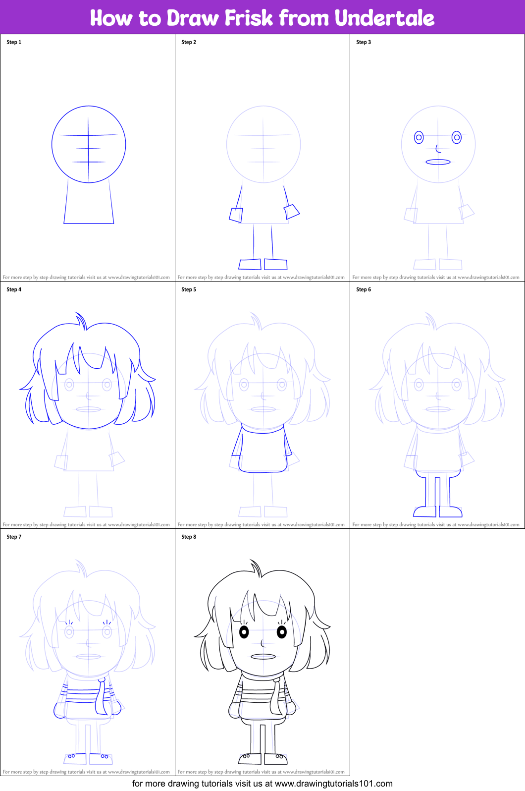 How To Draw Frisk From Undertale Printable Step By Step Drawing Sheet