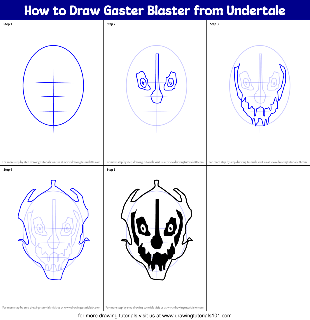 How To Draw Gaster Blaster From Undertale Printable Step By Step