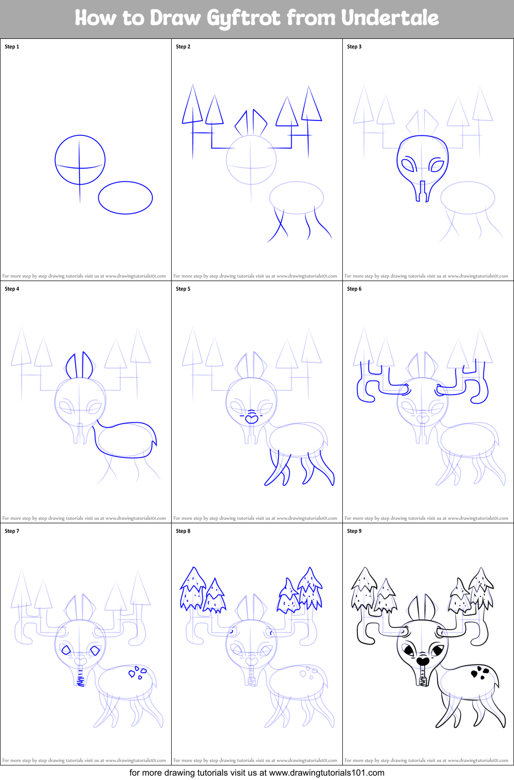 How To Draw Gyftrot From Undertale Printable Step By Step Drawing Sheet Drawingtutorials101 Com