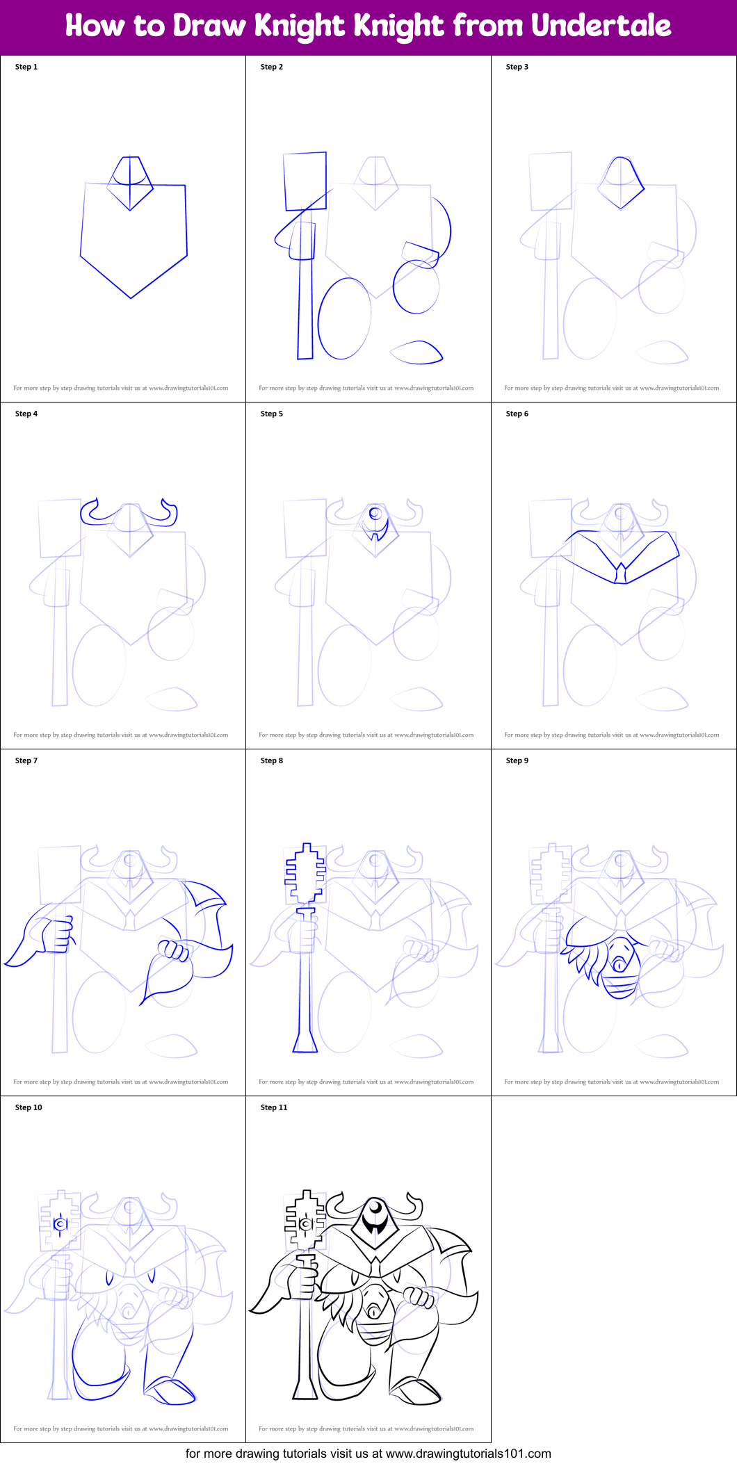 How to Draw Knight Knight from Undertale Printable Step by Step