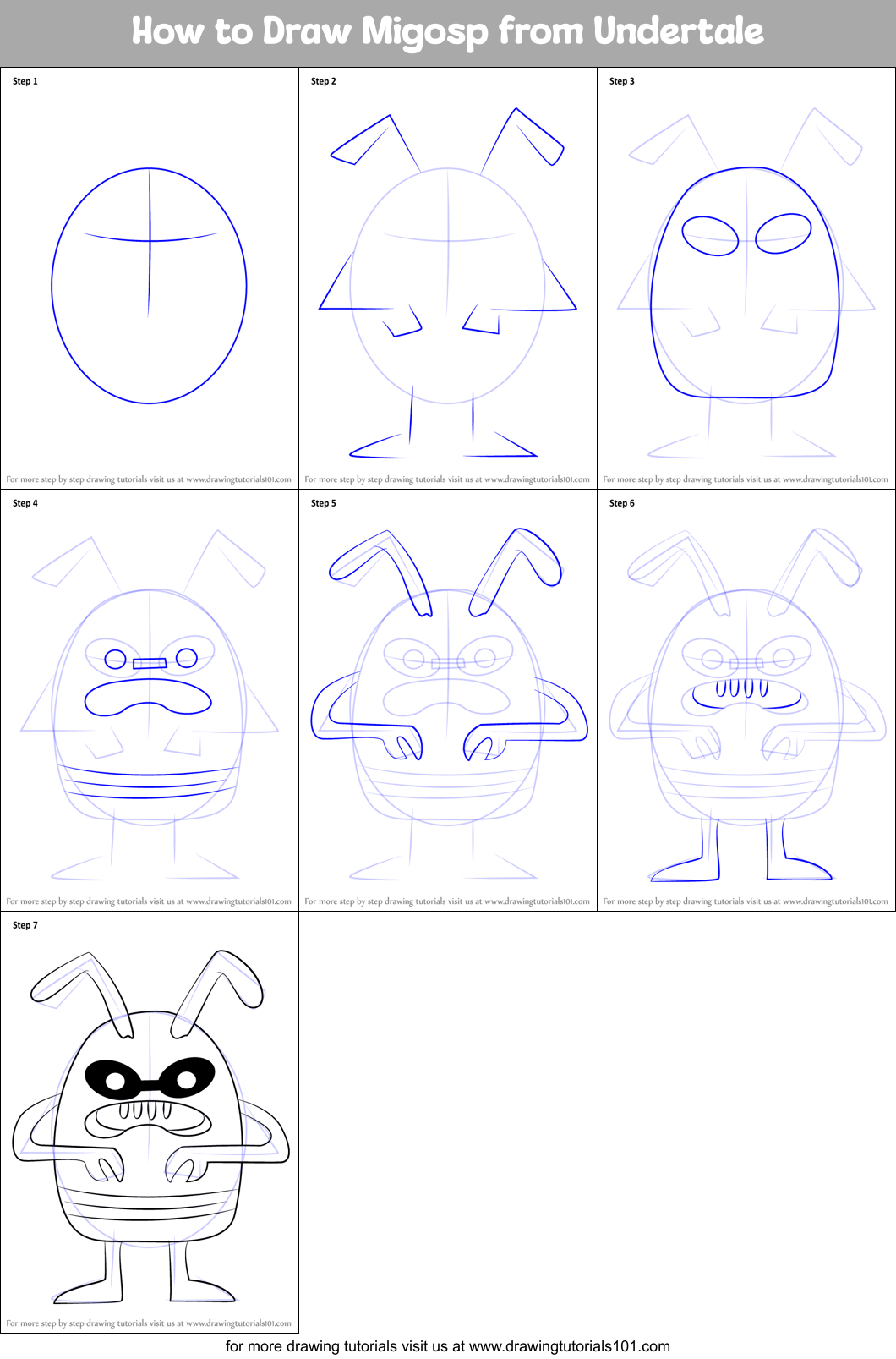 How to Draw Migosp from Undertale Printable Step by Step