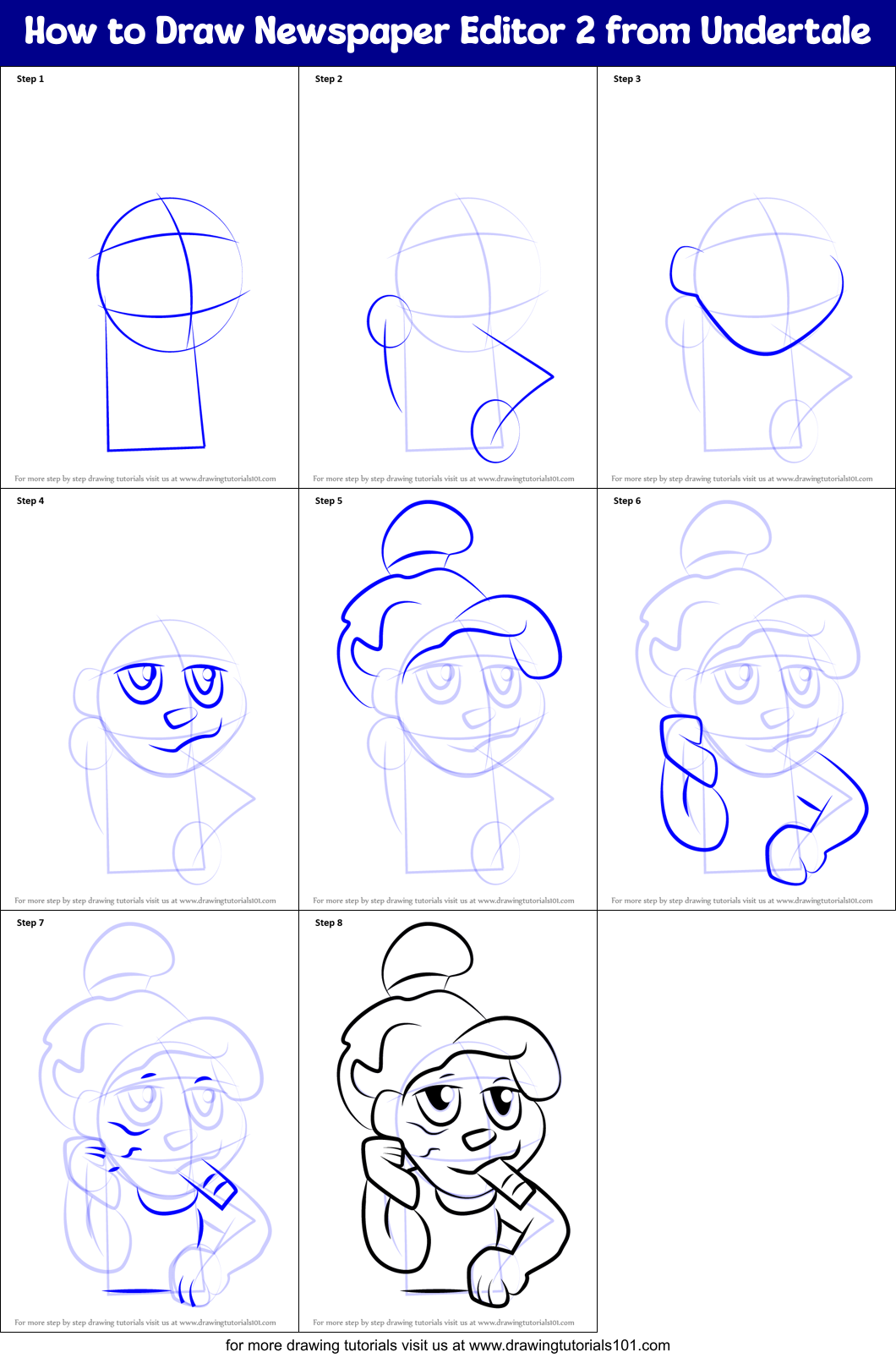 How to Draw Newspaper Editor 2 from Undertale Printable Step by Step