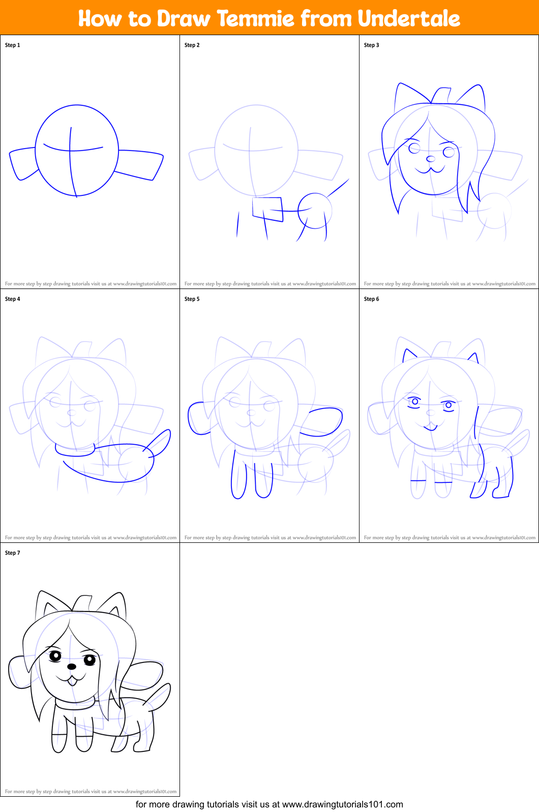 How to Draw Temmie from Undertale Printable Step by Step