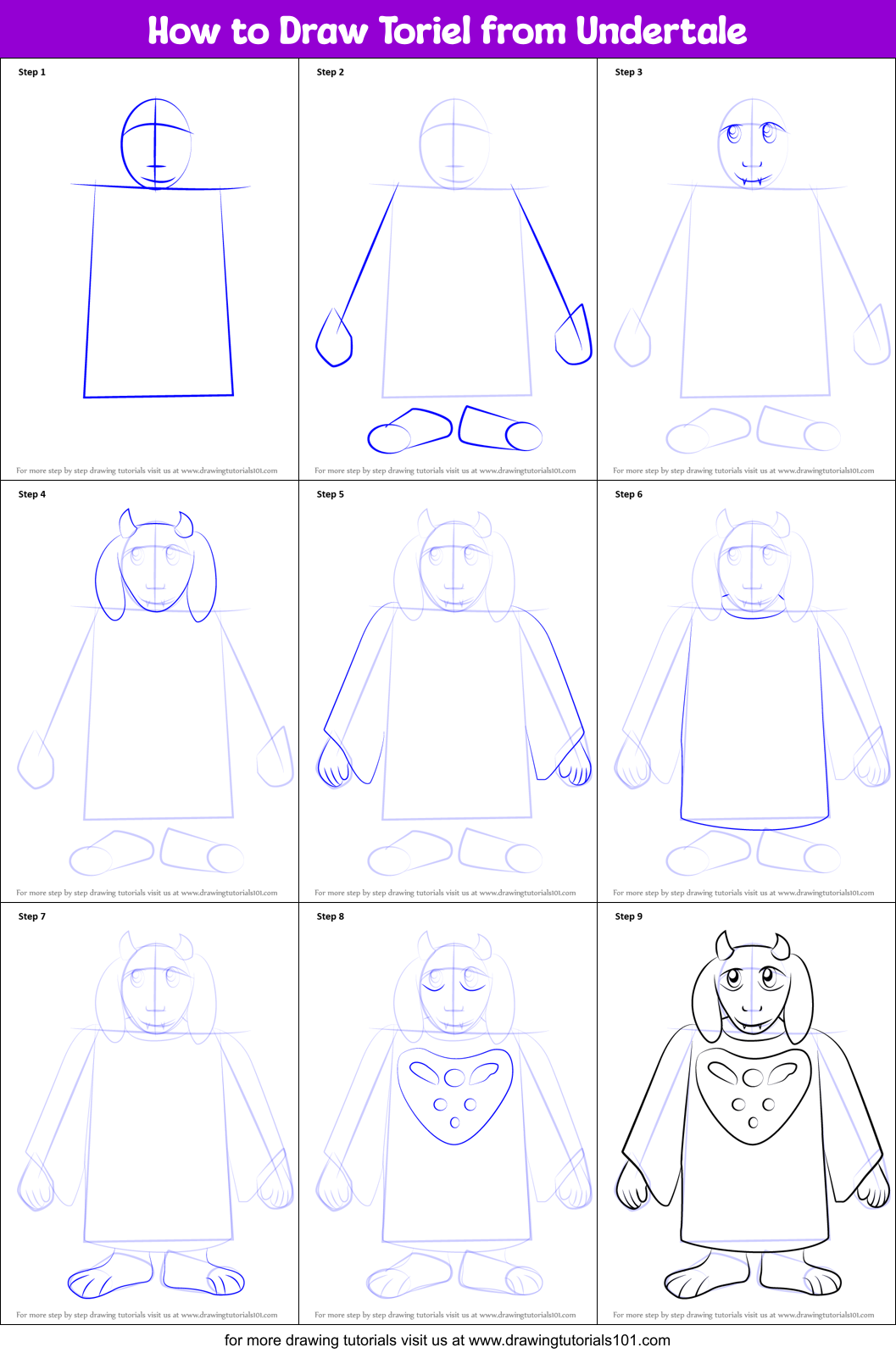 How to Draw Toriel from Undertale Printable Step by Step