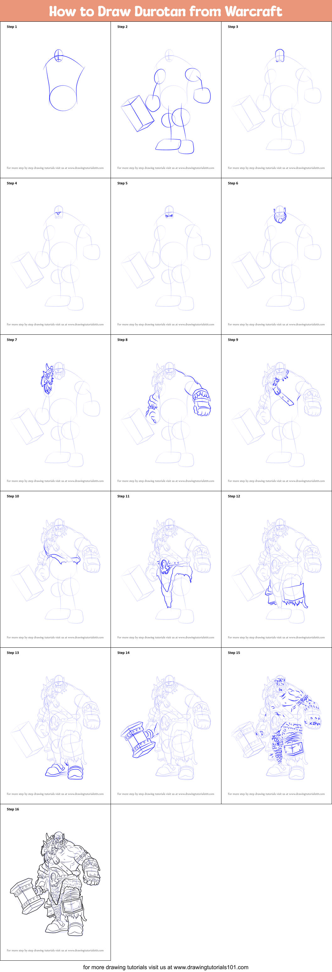 How to Draw Durotan from Warcraft Printable Step by Step