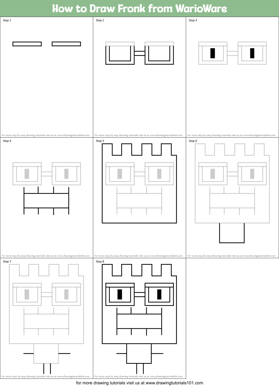 How to Draw Fronk from WarioWare Printable Step by Step