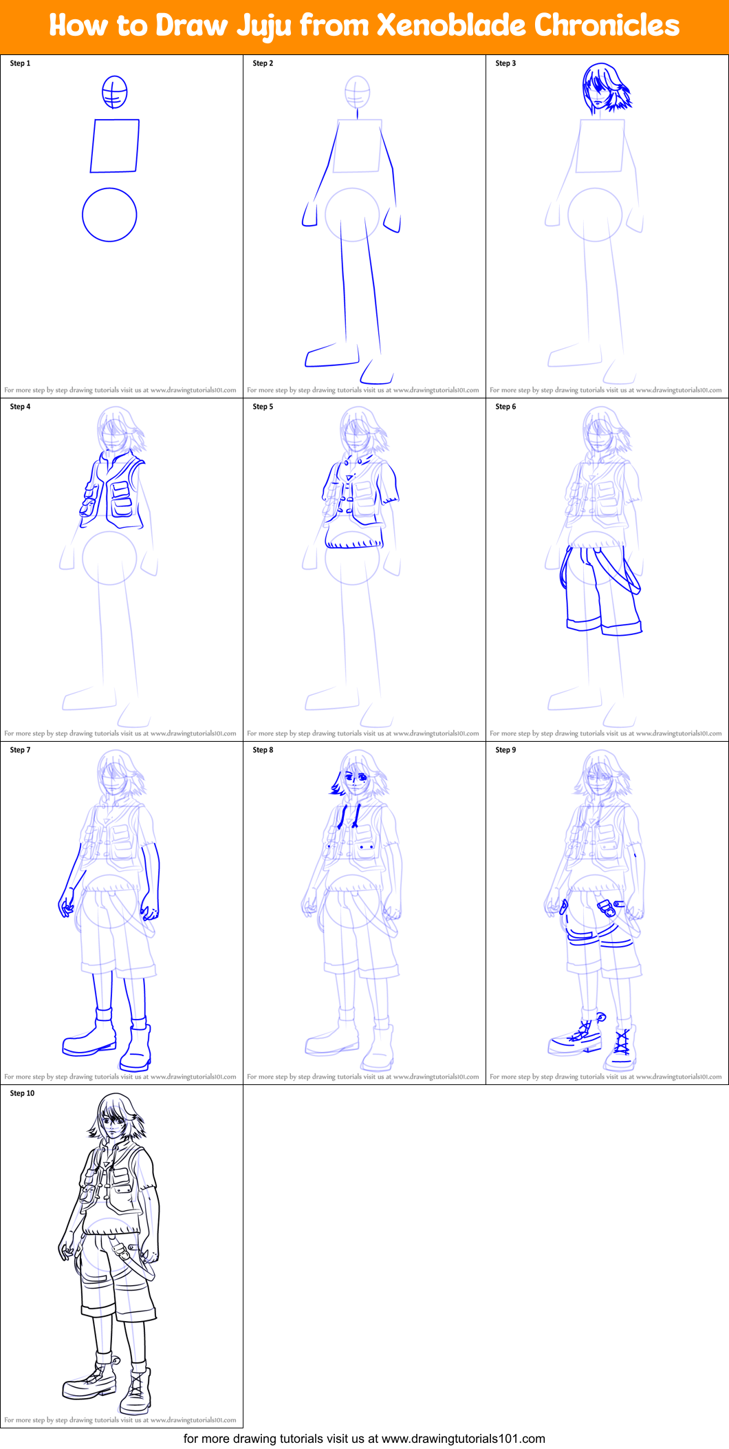 How to Draw Juju from Xenoblade Chronicles Printable Step by Step