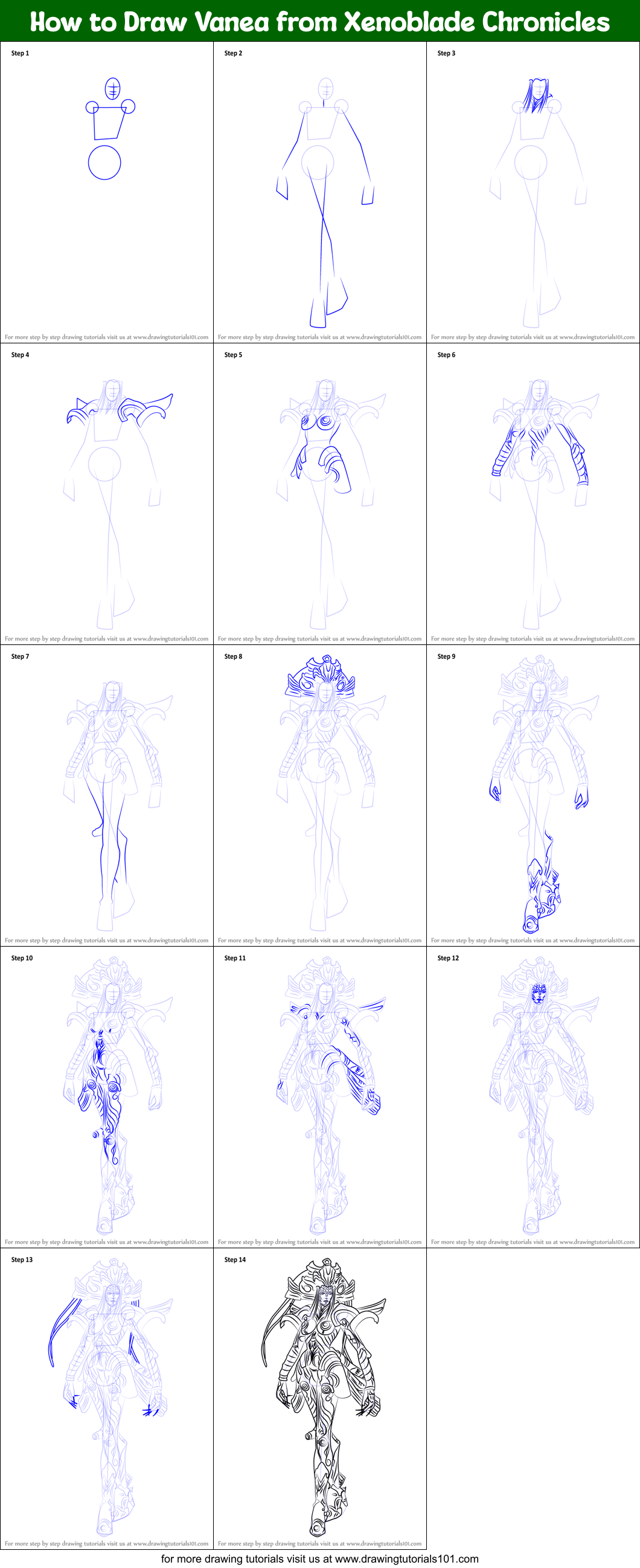 How to Draw Vanea from Xenoblade Chronicles Printable Step by Step