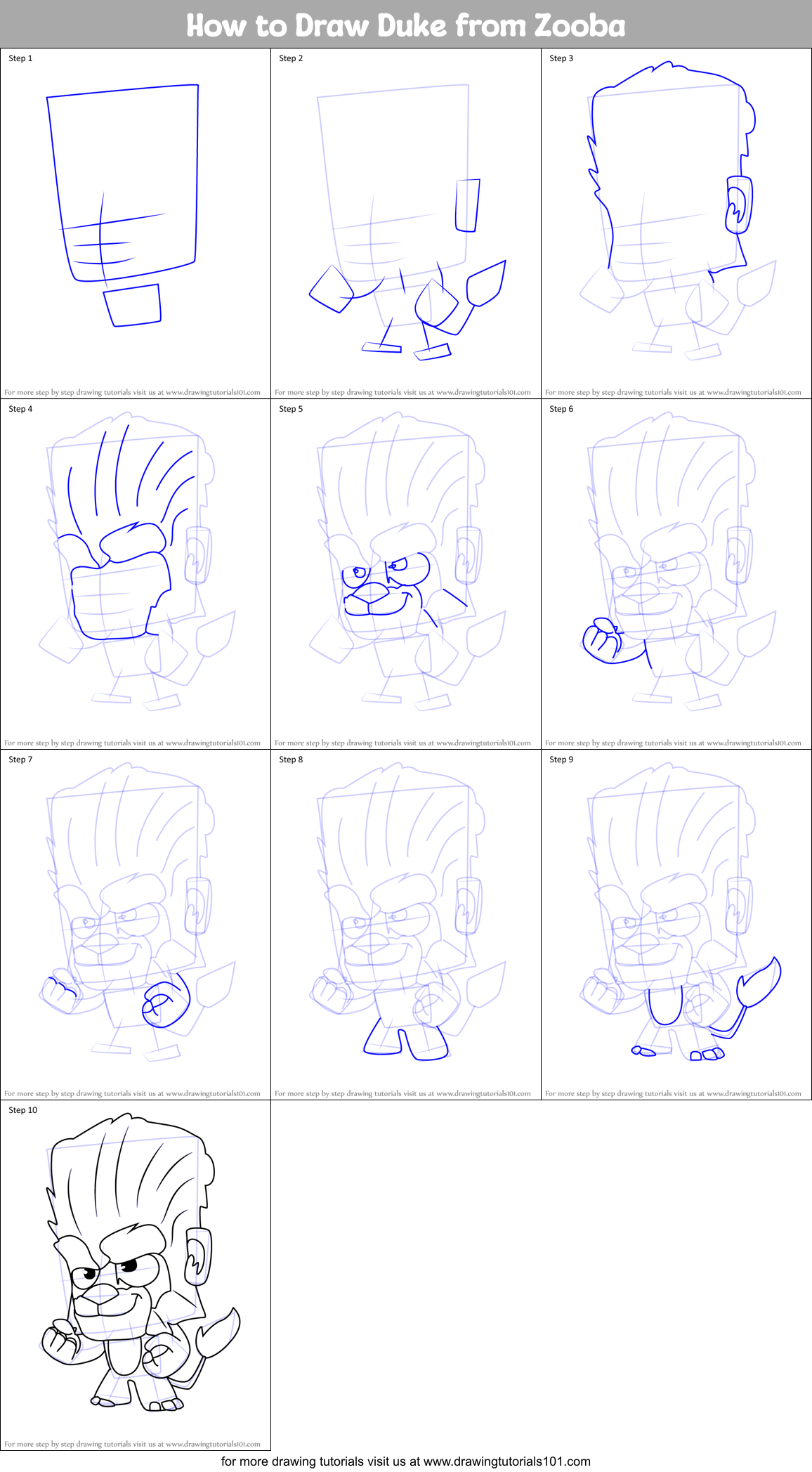 How to Draw Duke from Zooba Printable Step by Step