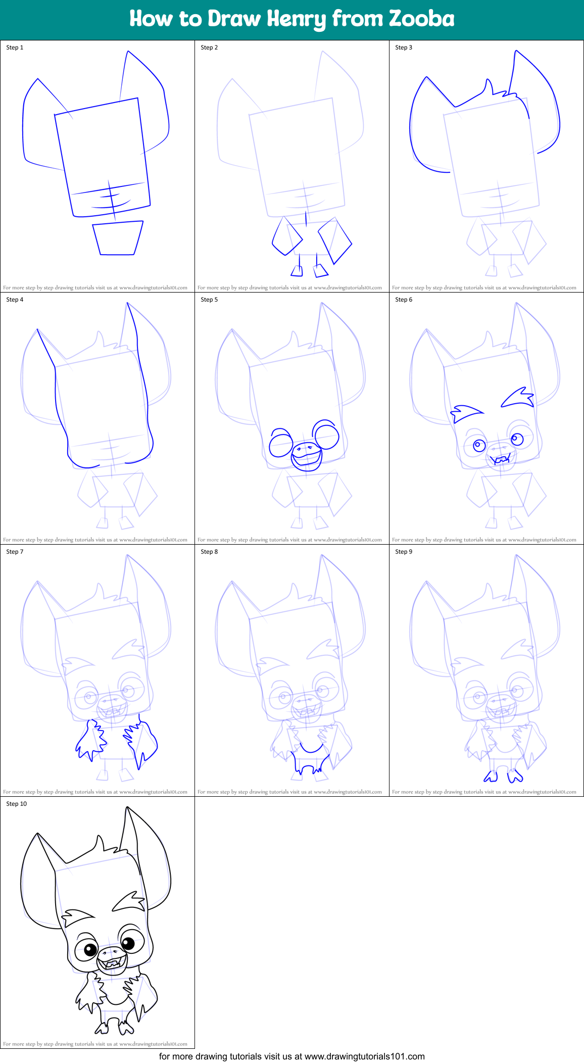 How to Draw Henry from Zooba Printable Step by Step