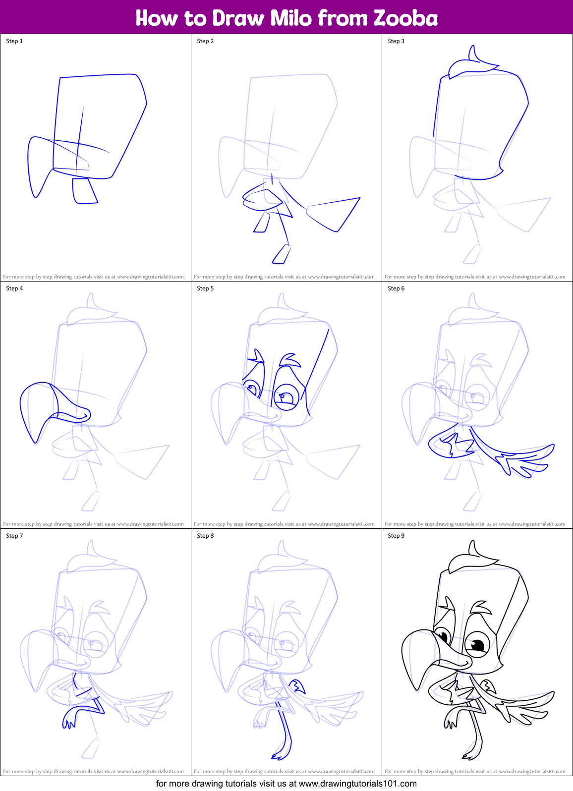 How to Draw Milo from Zooba Printable Step by Step