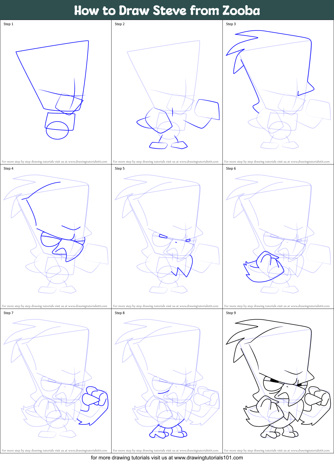 How to Draw Steve from Zooba Printable Step by Step